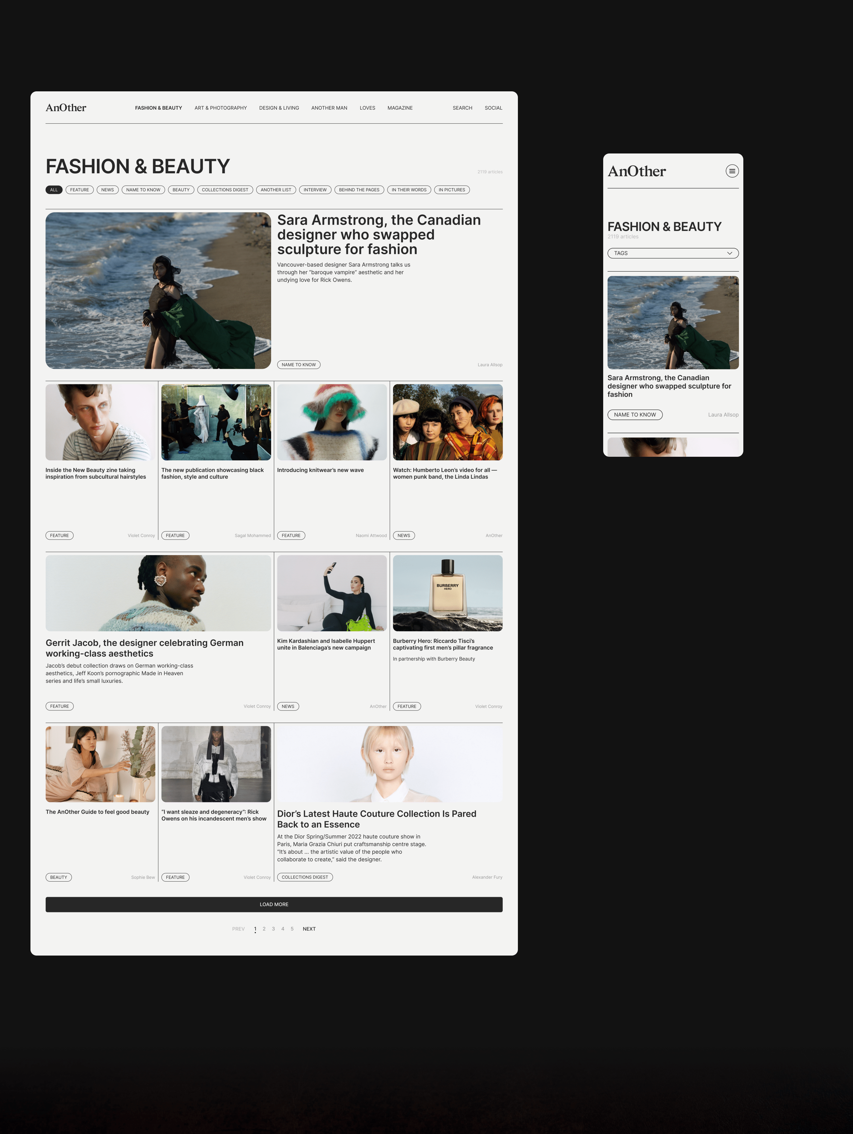 AnOther Magazine — Изображение №4 — Интерфейсы, Брендинг, Графика на Dprofile