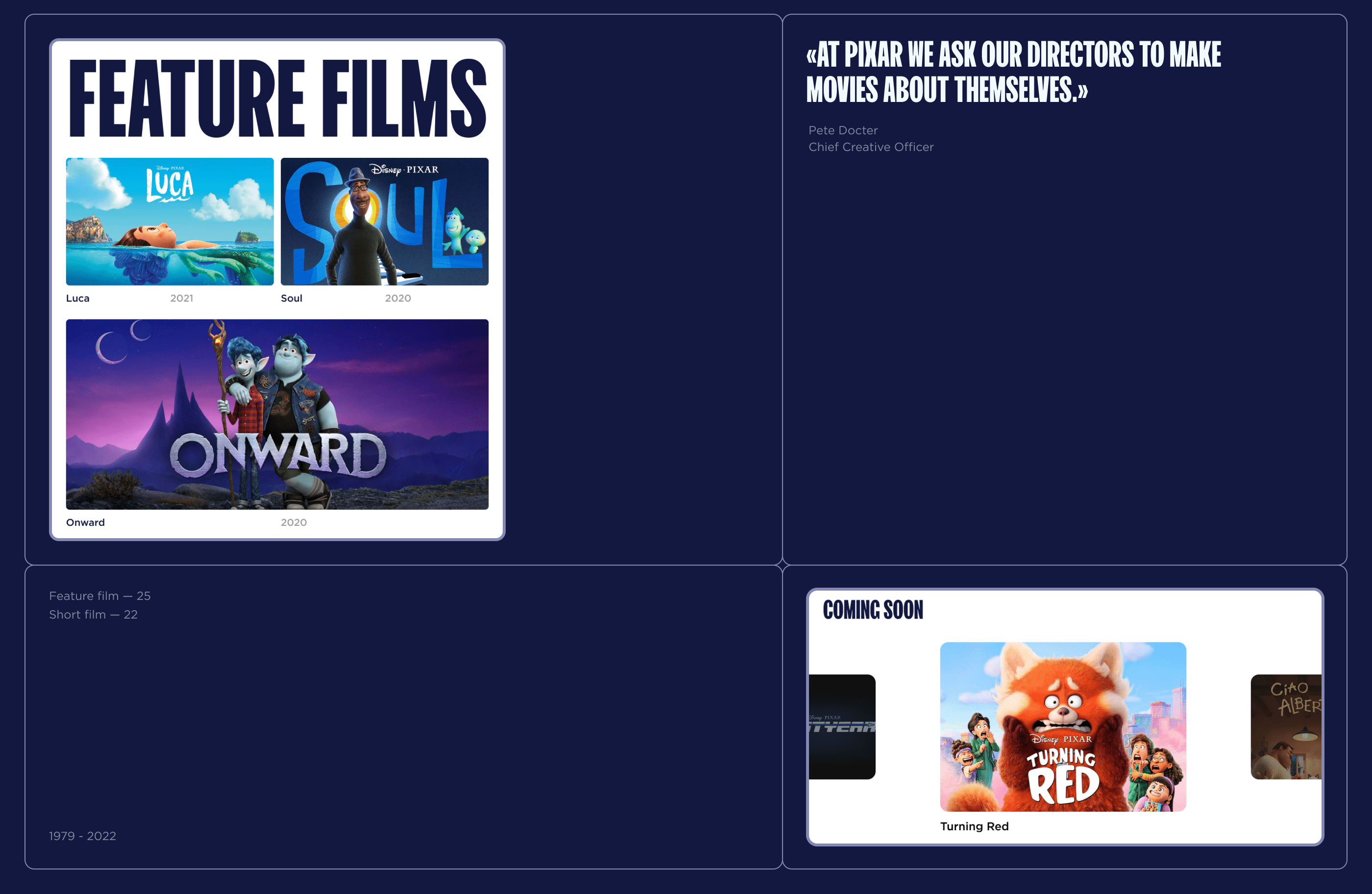 PIXAR — corporate website — Изображение №4 — Интерфейсы на Dprofile