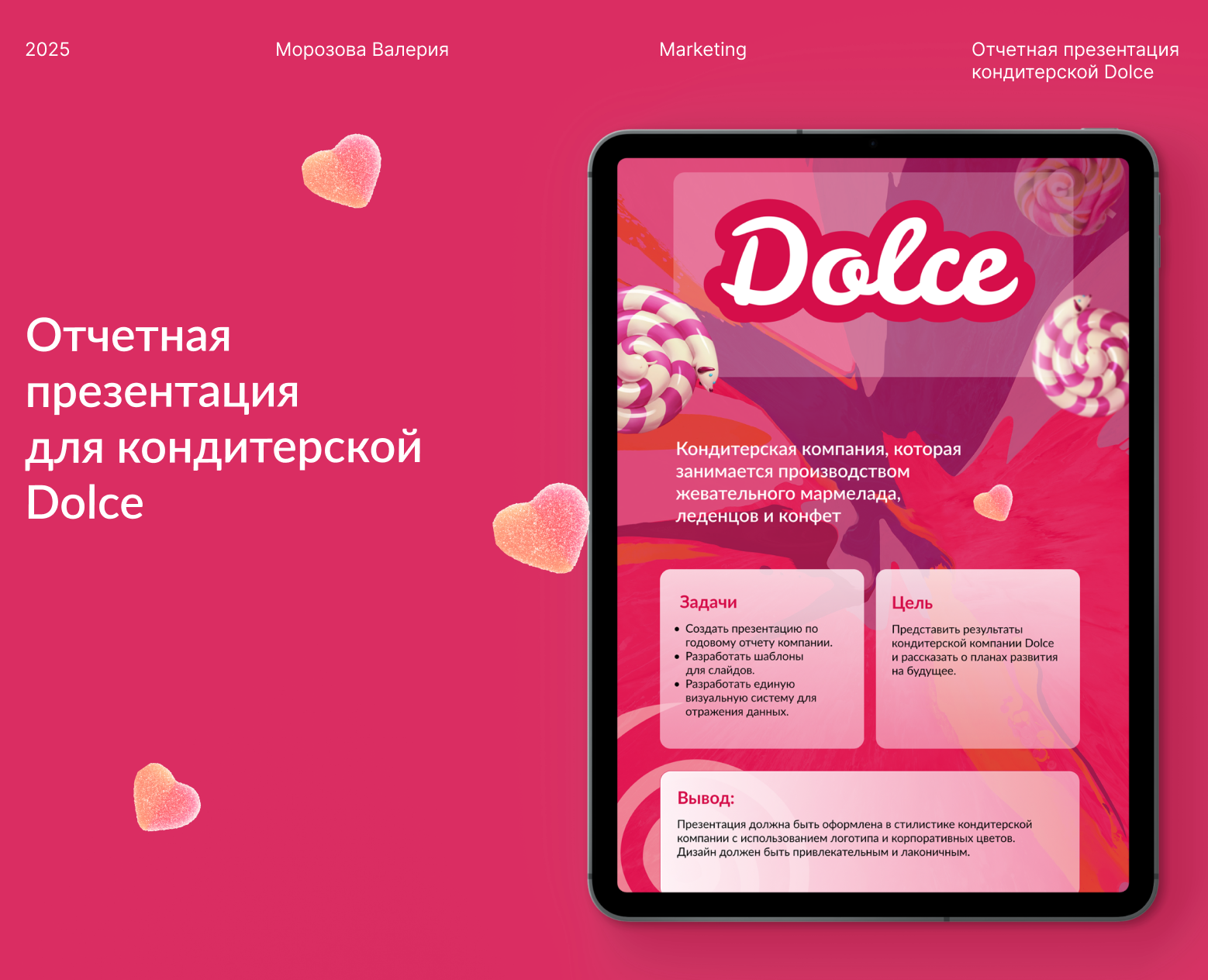 Отчетная Презентация для кондитерской компании "Дольче" — Интерфейсы, Графика на Dprofile