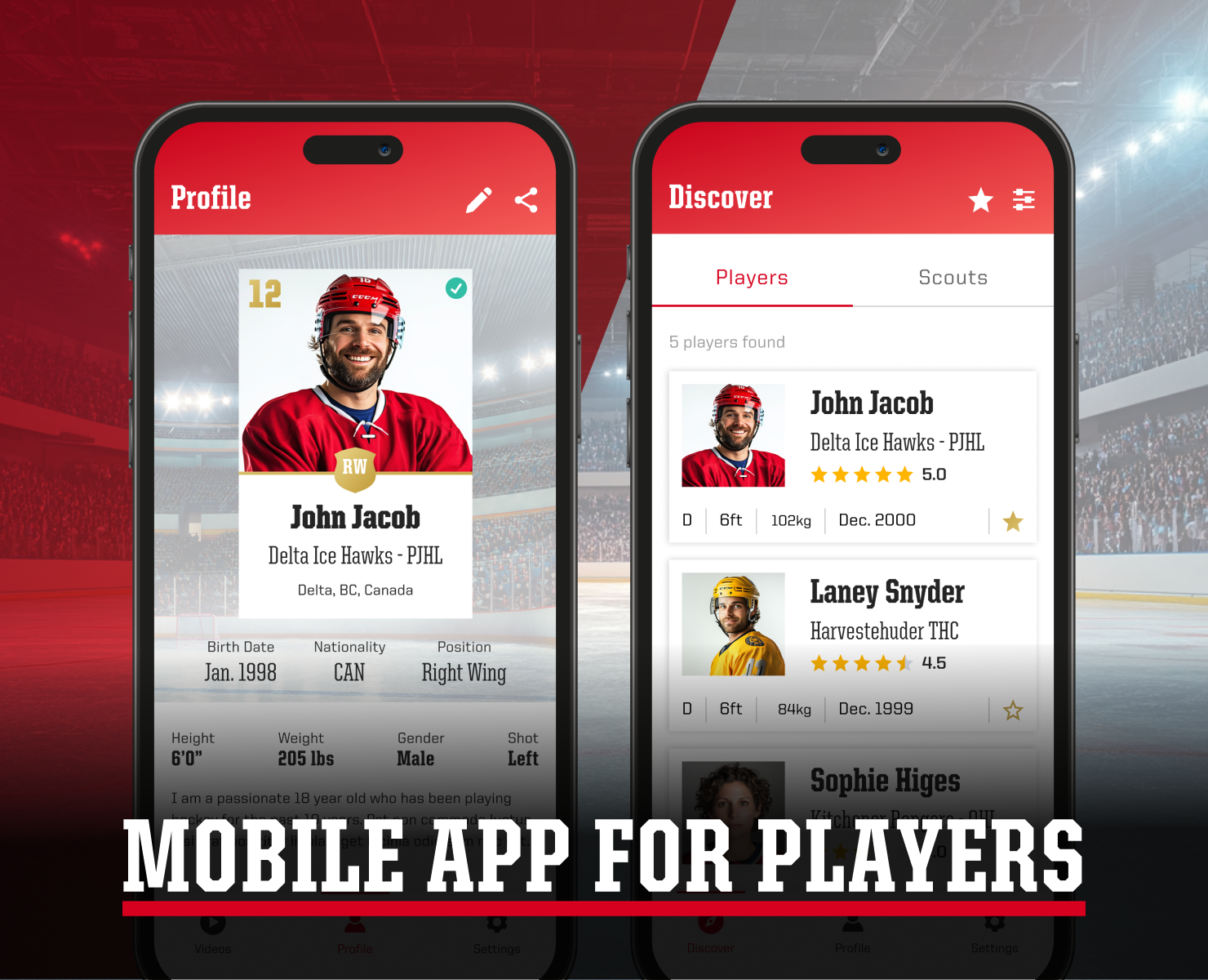 Mobile app for players — Интерфейсы на Dprofile