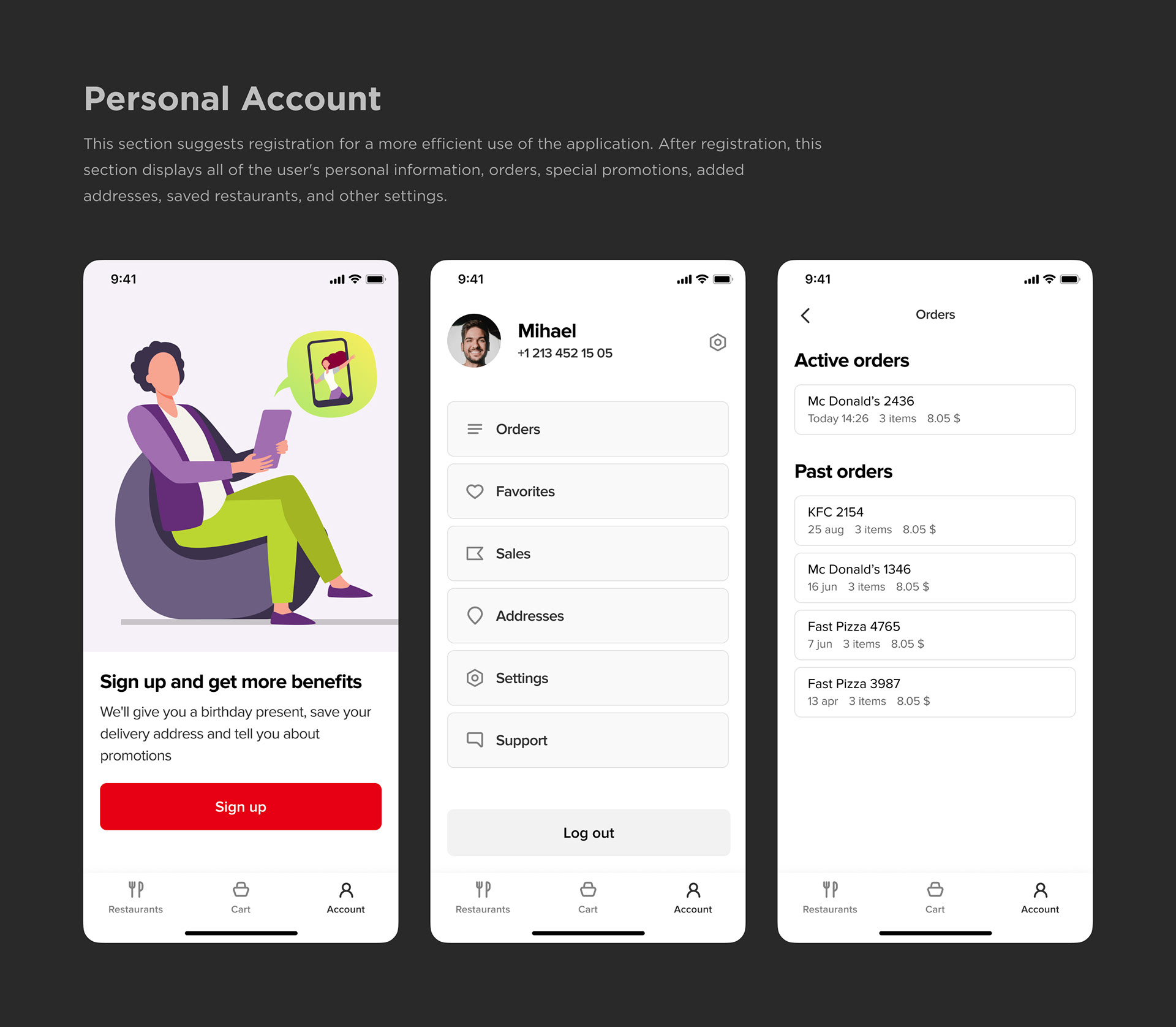 Easy Eat - mobile app for food ordering — Изображение №8 — Интерфейсы на Dprofile