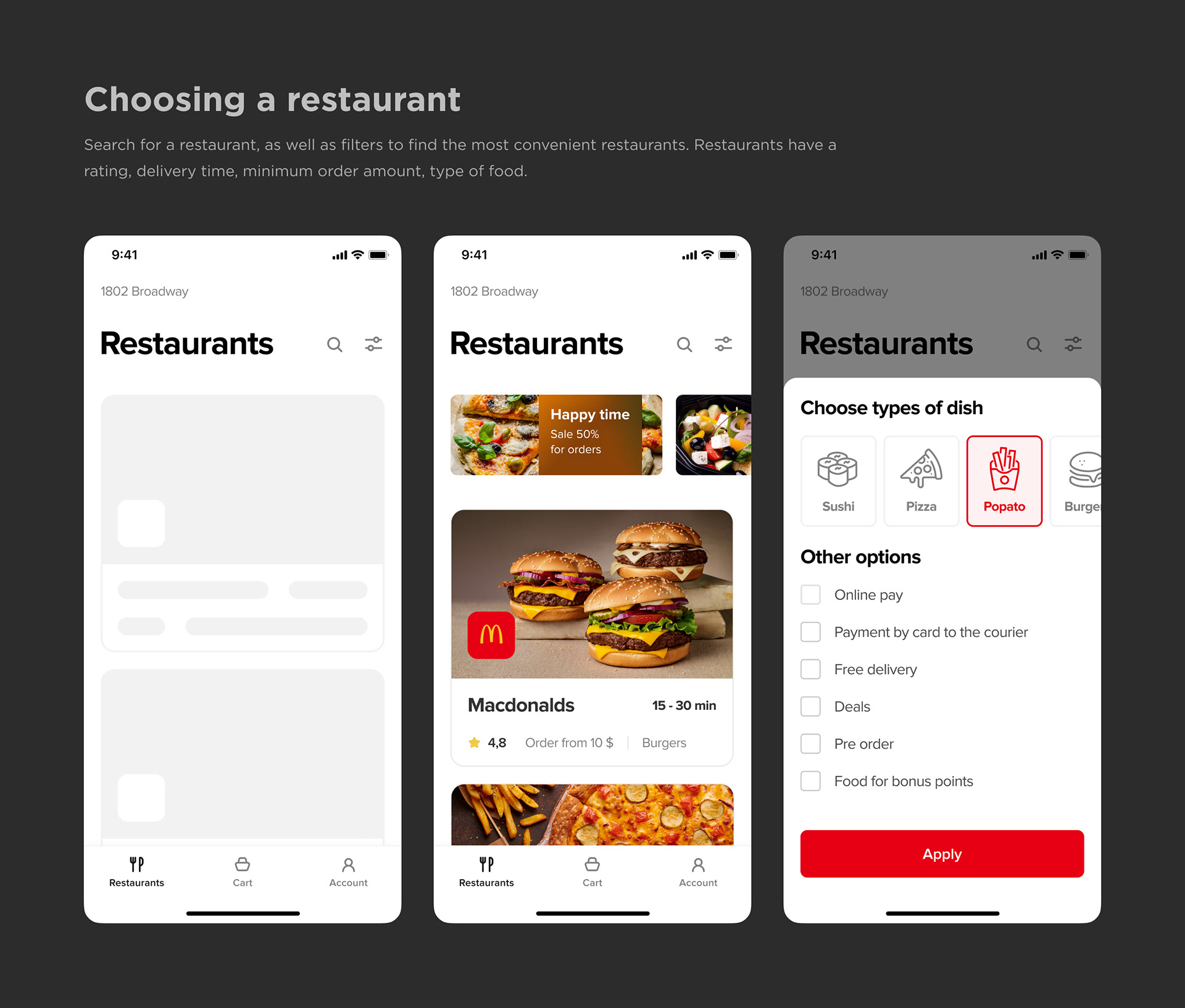 Easy Eat - mobile app for food ordering — Изображение №3 — Интерфейсы на Dprofile
