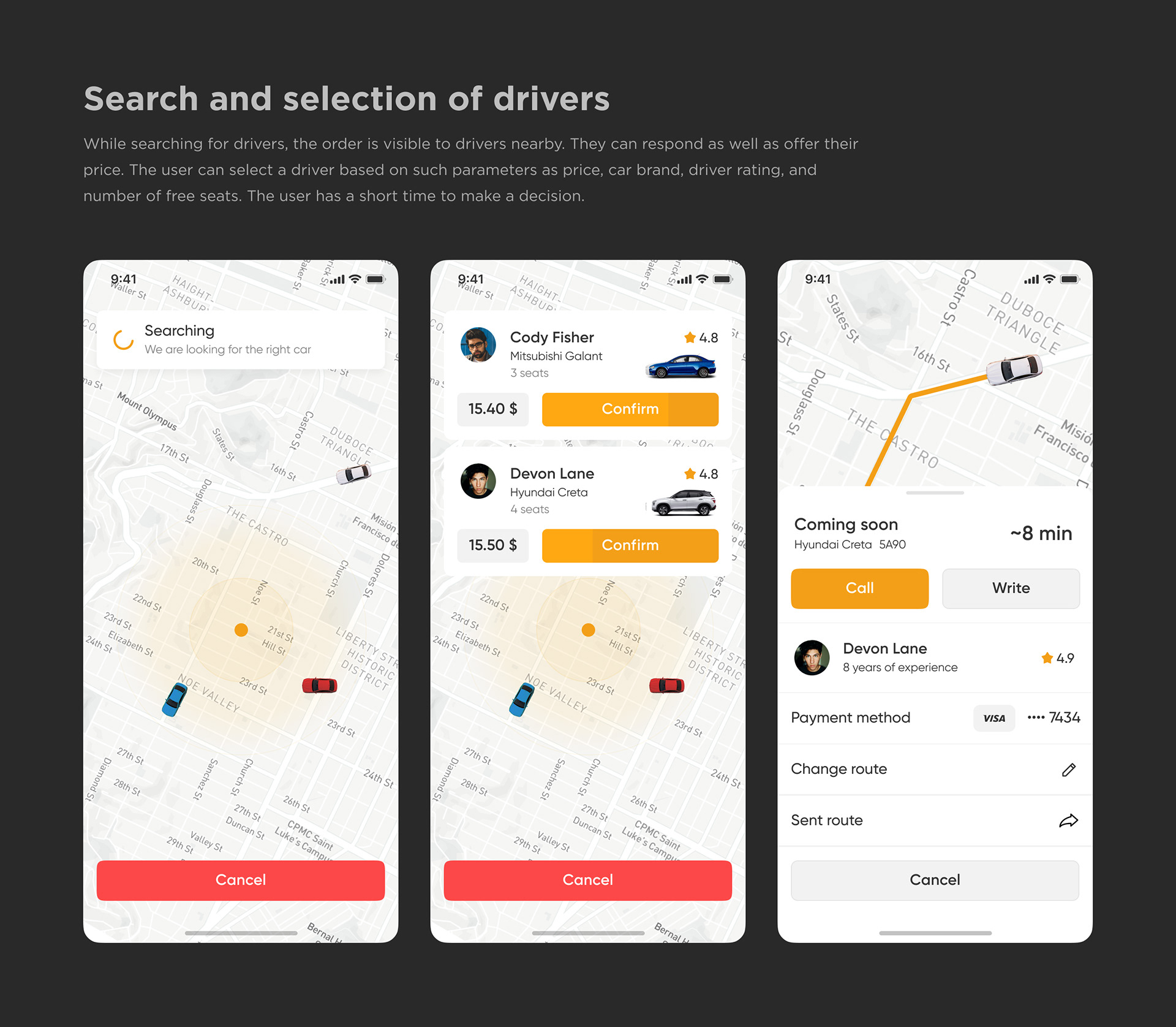 EST TAXI — mobile app for cab calling — Изображение №4 — Интерфейсы на Dprofile