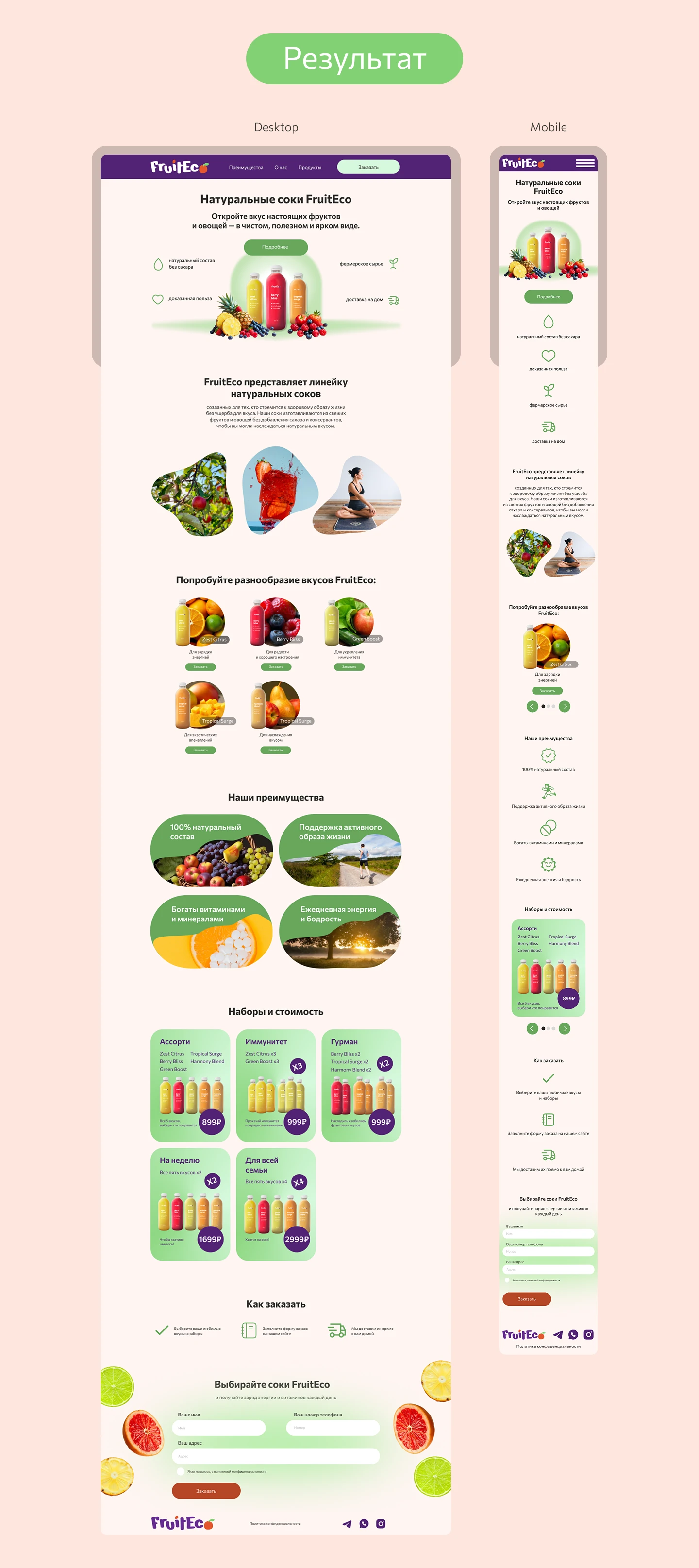 Лендинг для бренда FruitEco — Изображение №3 — Интерфейсы, Брендинг на Dprofile