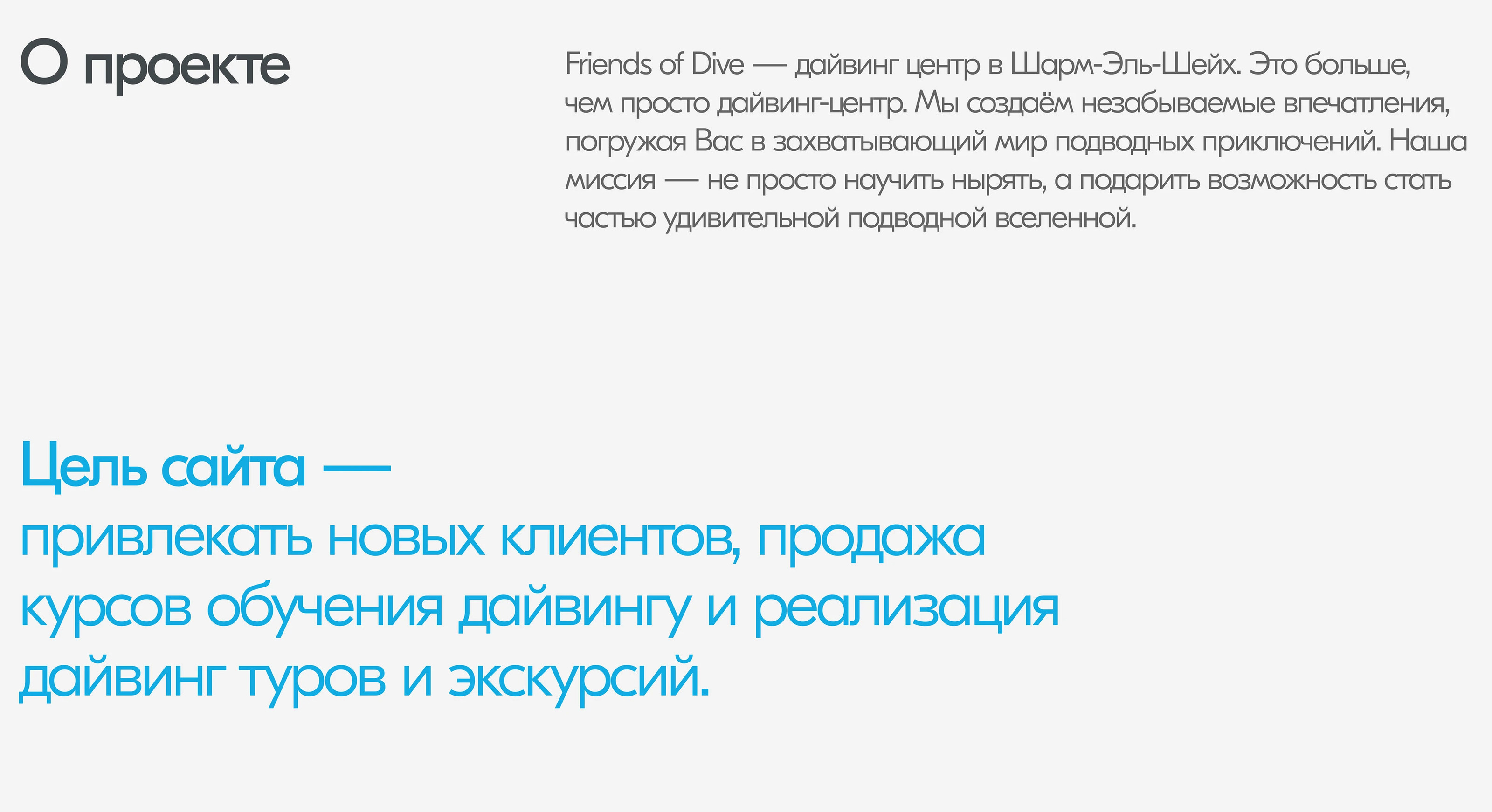 Дайвинг-центр l Friends of Dive — Изображение №2 — Интерфейсы, Графика на Dprofile