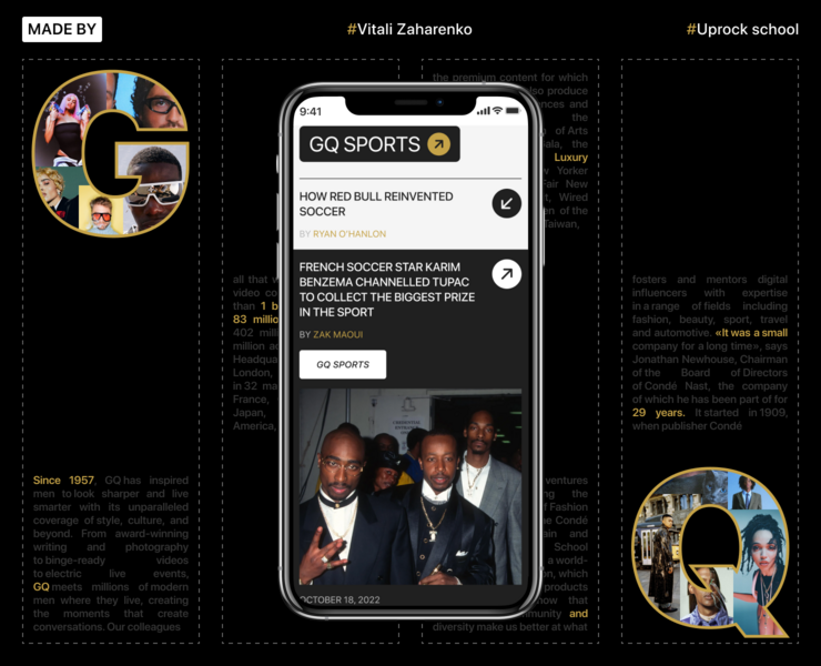 Men's magazine GQ — Интерфейсы, Графика на Dprofile