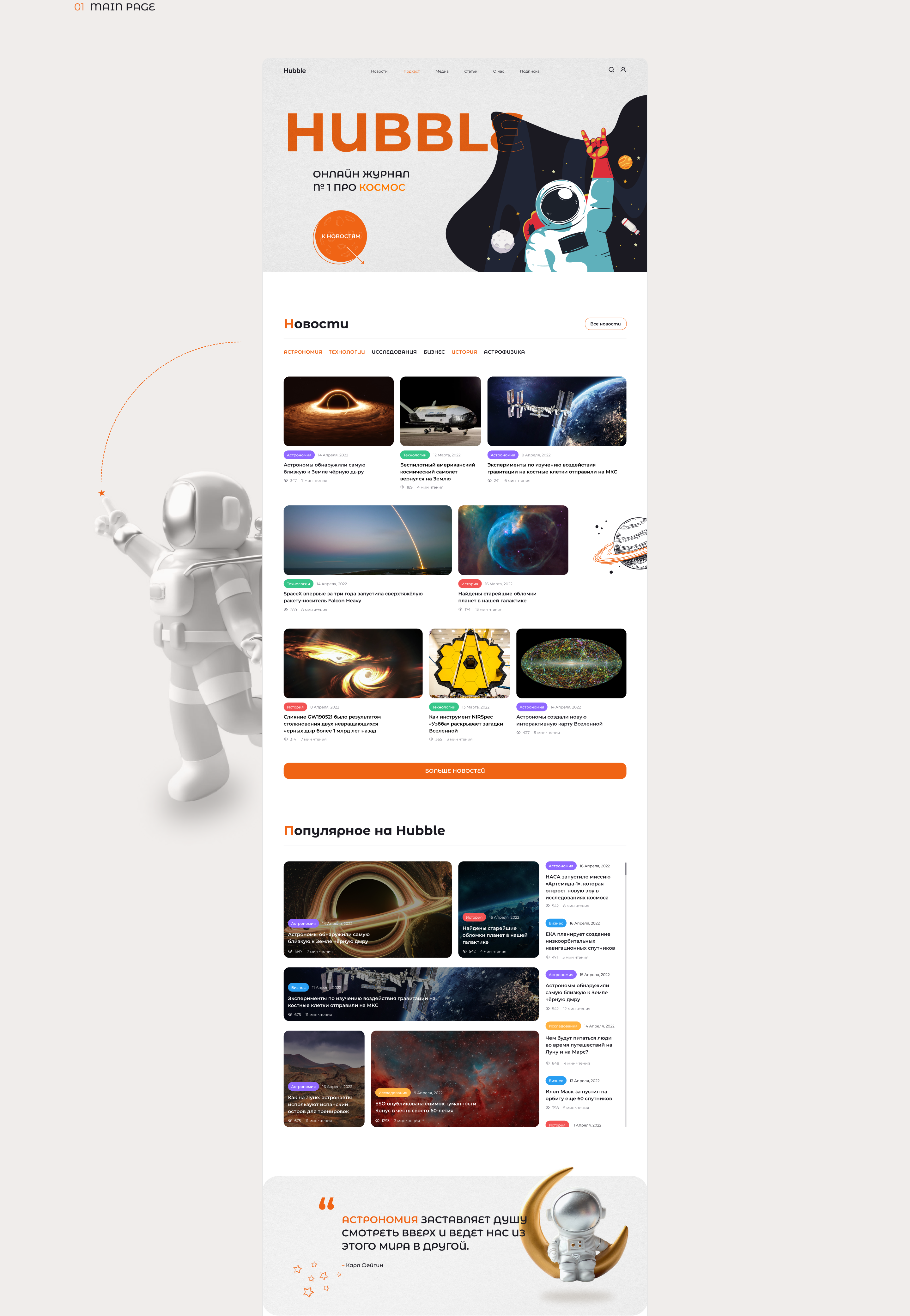 Hubble | Online magazine about space — Изображение №3 — Интерфейсы на Dprofile