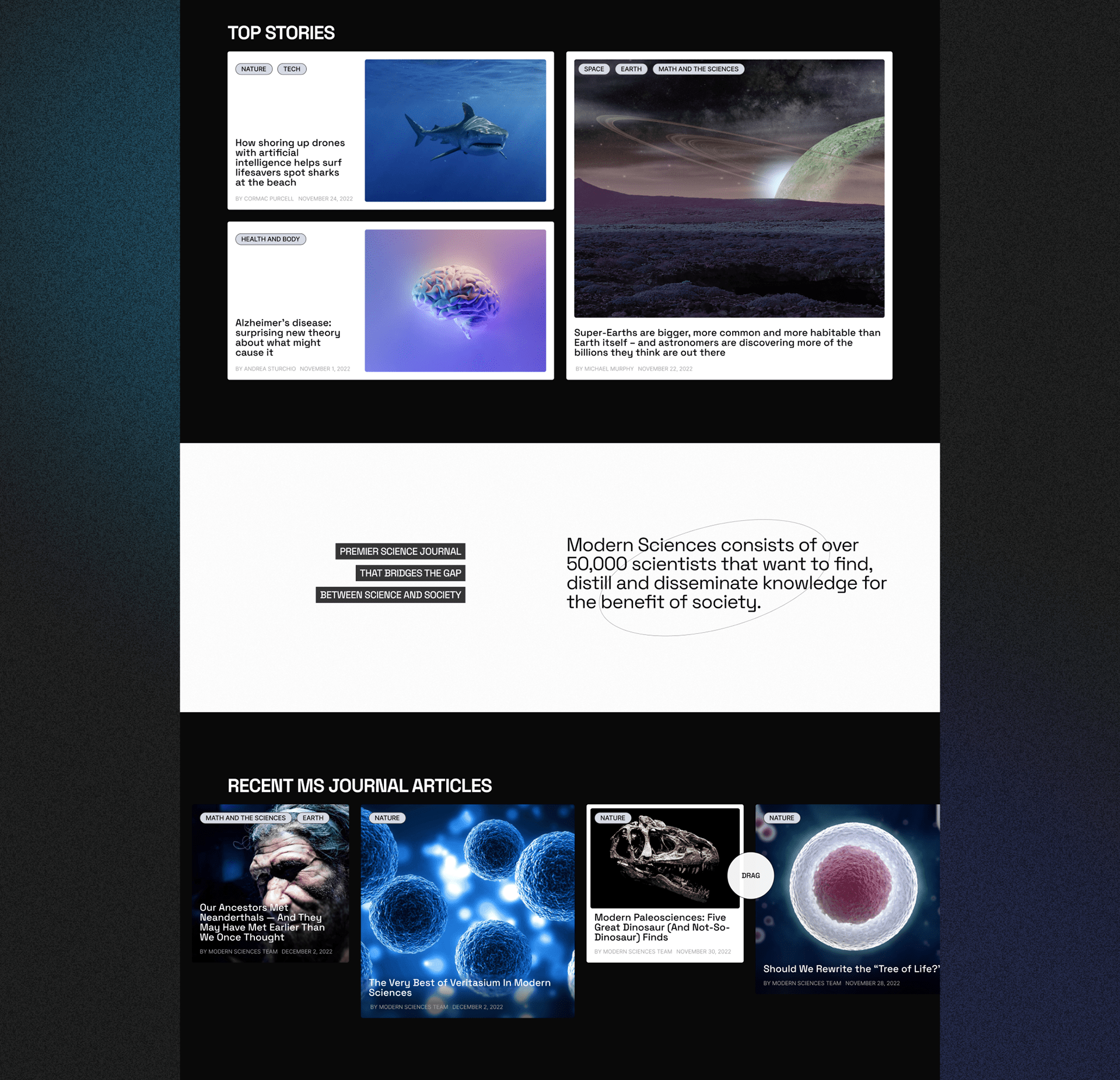 Modern Sciences | News website redesign — Изображение №5 — Интерфейсы, Брендинг, Графика на Dprofile