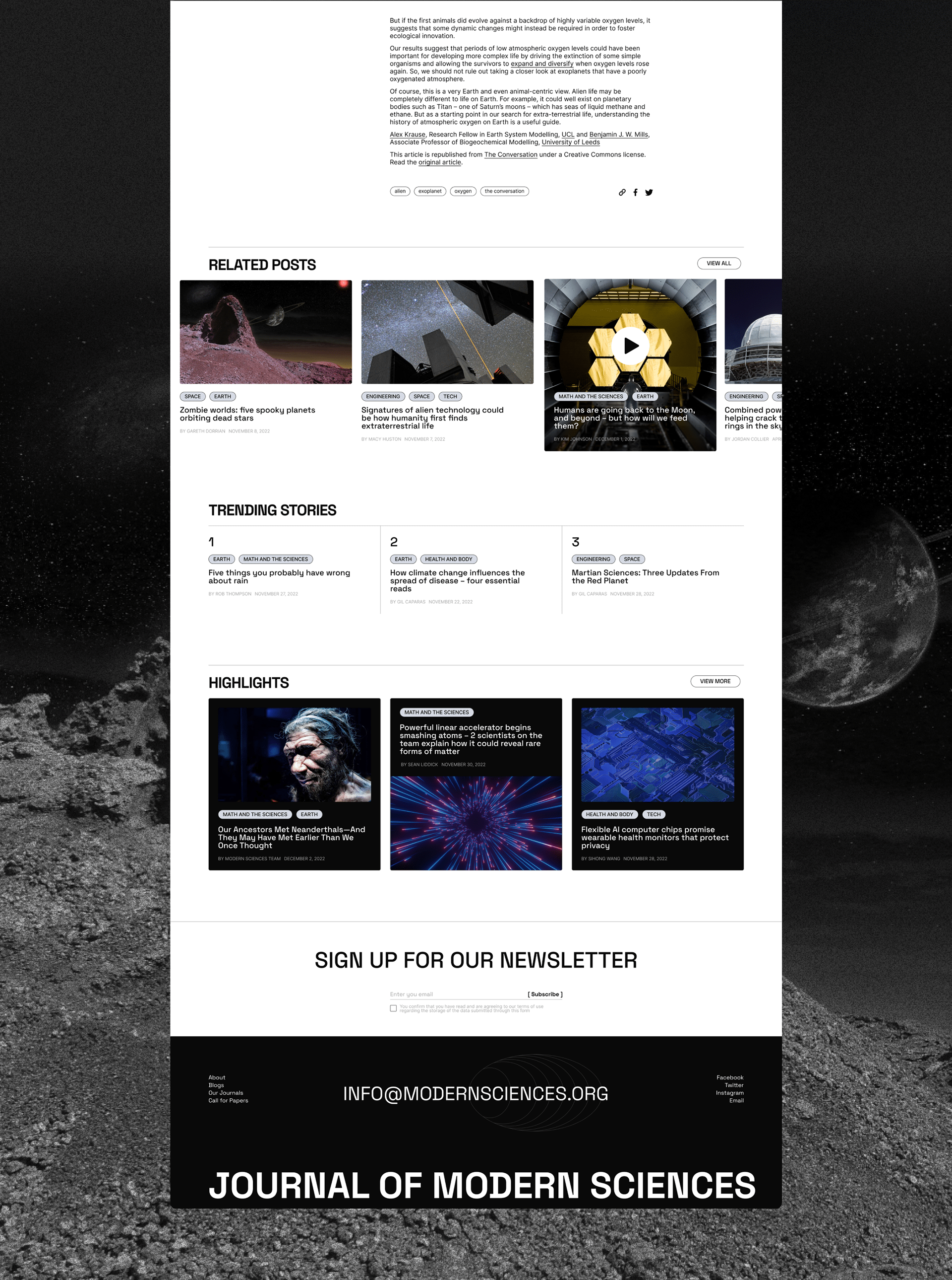 Modern Sciences | News website redesign — Изображение №14 — Интерфейсы, Брендинг, Графика на Dprofile