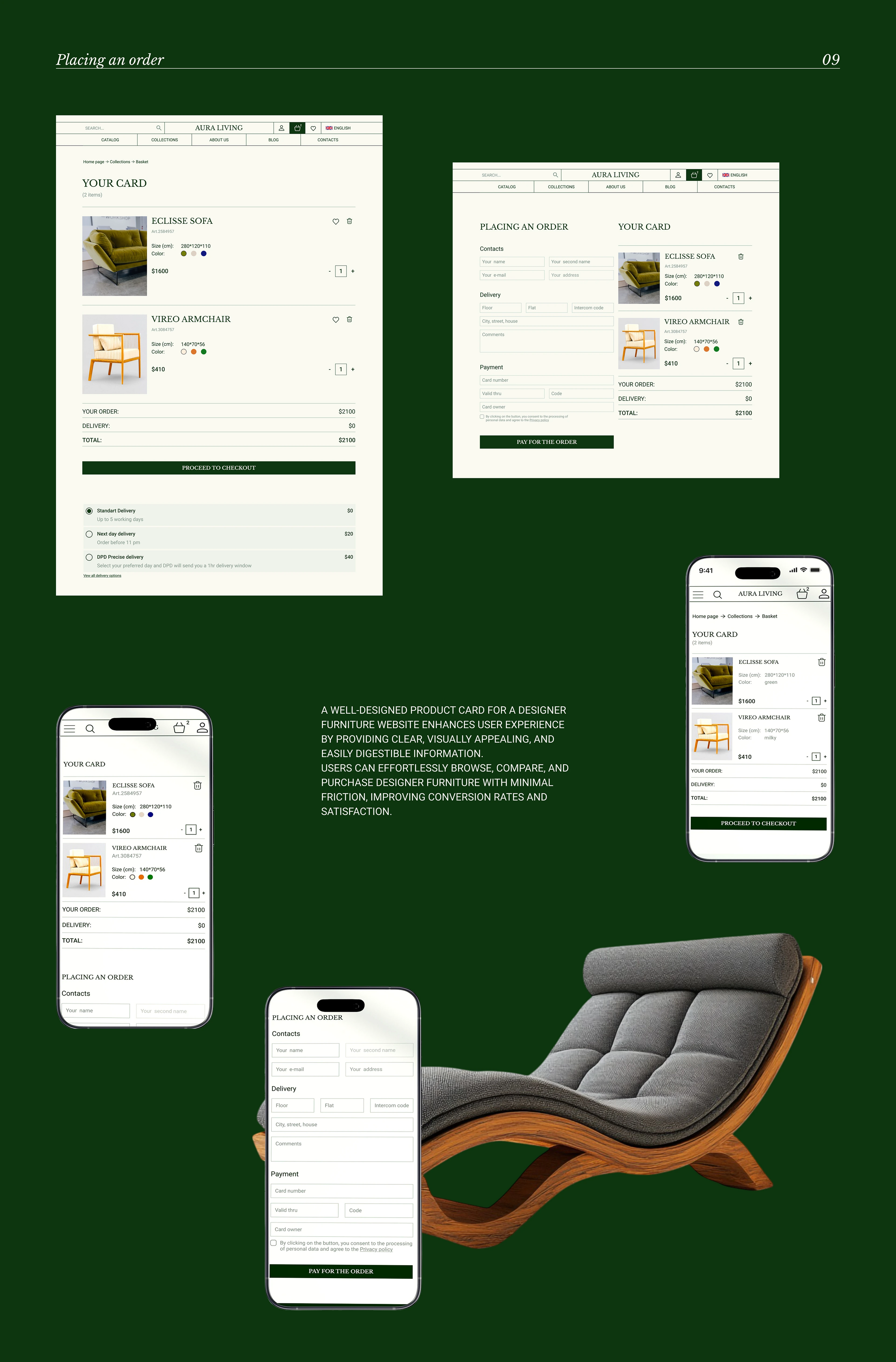 Сайт для магазина дизайнерской мебели "AURA LIVING" — Изображение №9 — Интерфейсы, Брендинг на Dprofile