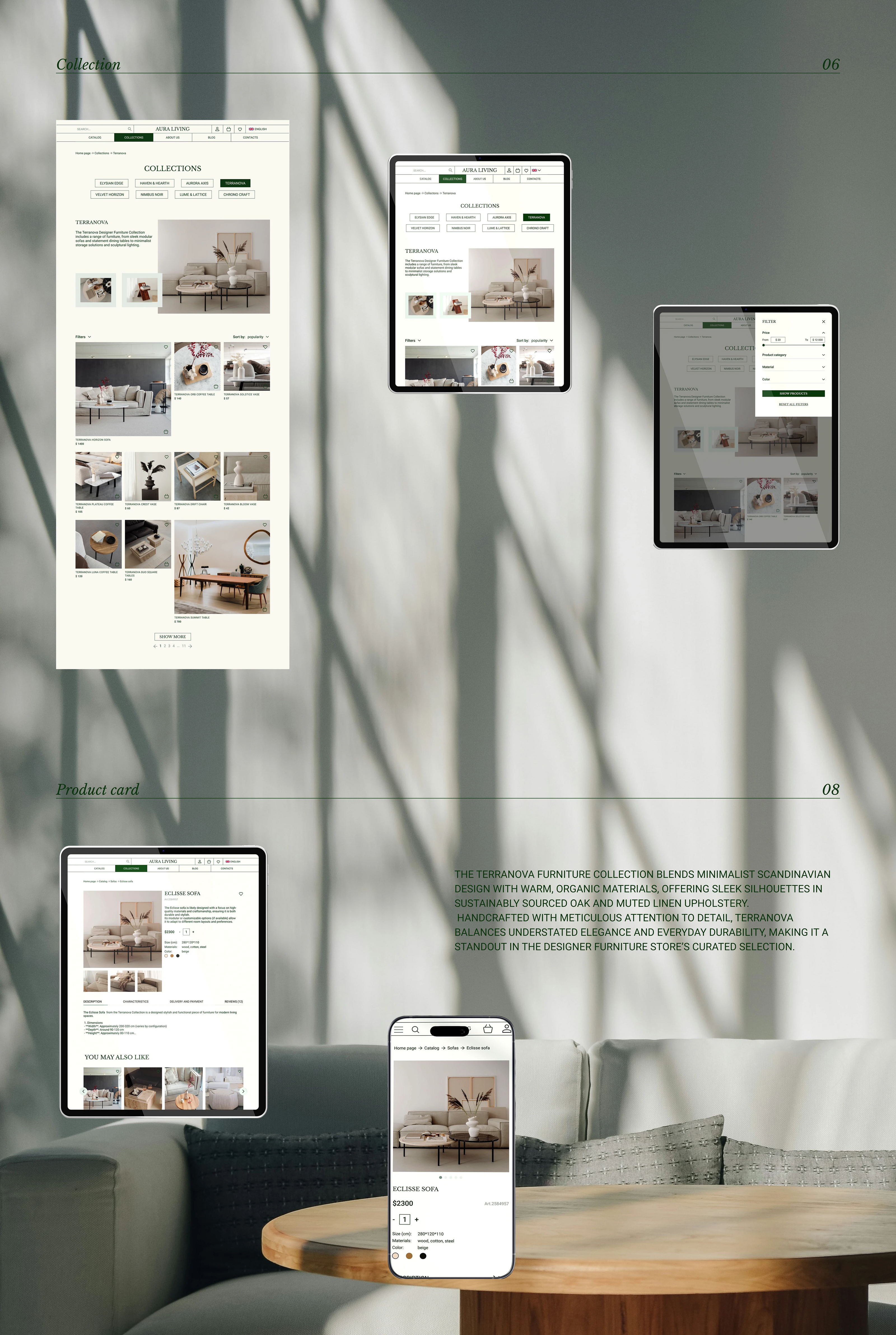 Сайт для магазина дизайнерской мебели "AURA LIVING" — Изображение №8 — Интерфейсы, Брендинг на Dprofile