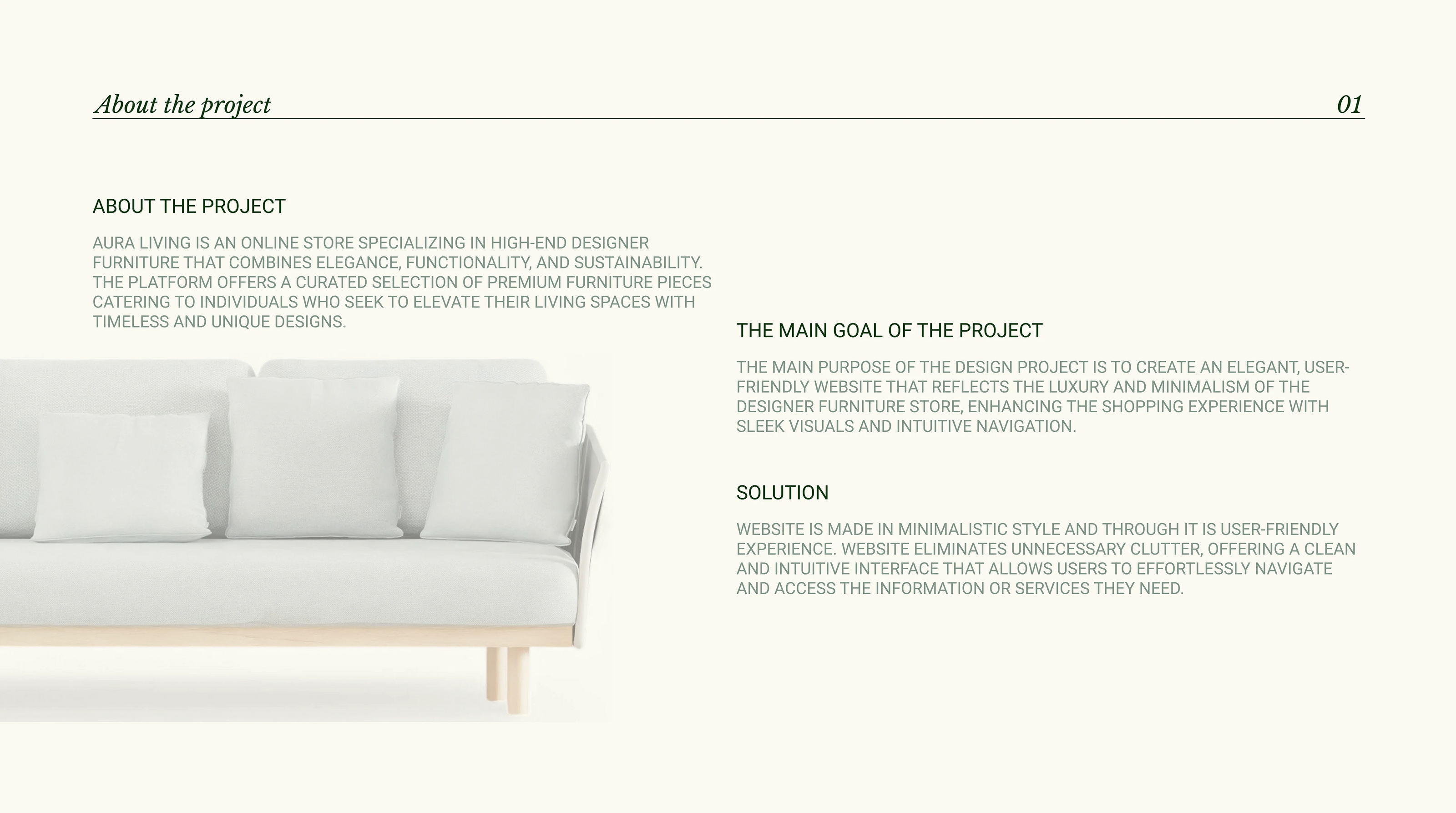 Сайт для магазина дизайнерской мебели "AURA LIVING" — Изображение №2 — Интерфейсы, Брендинг на Dprofile