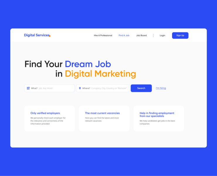 Digital Services | Платформа для поиска работы | UX/UI — Интерфейсы, Брендинг на Dprofile