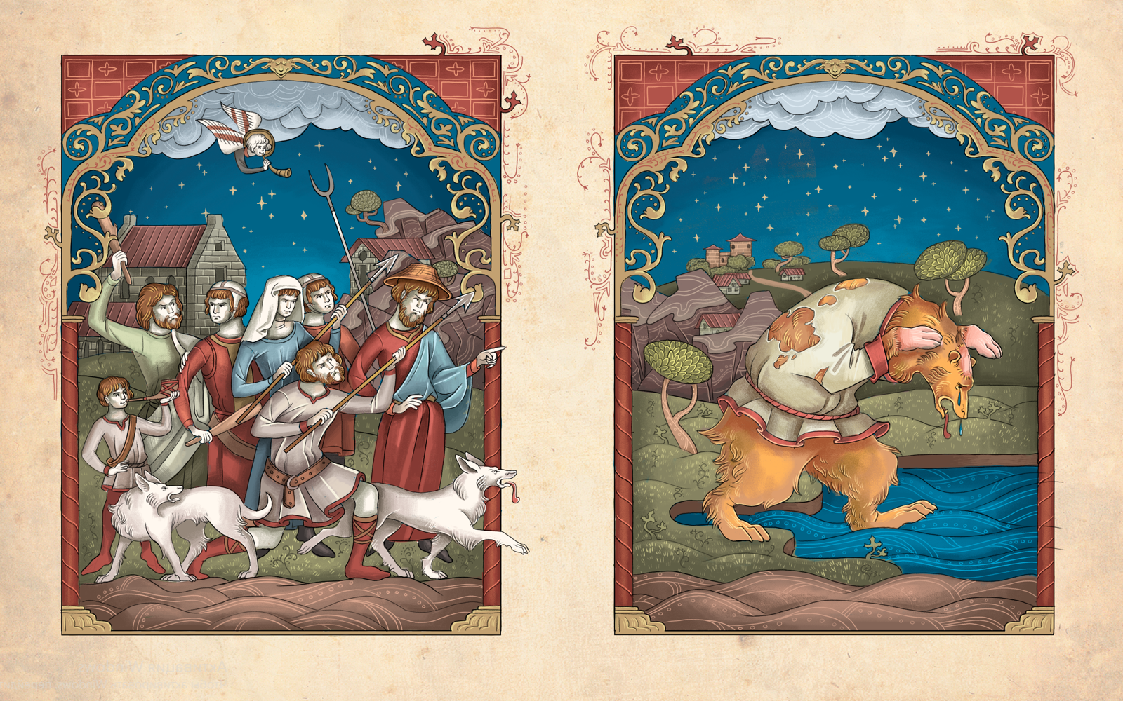 Книжная  иллюстрации к книге "Рейнеке Лис" — Изображение №3 — Иллюстрация, Графика на Dprofile