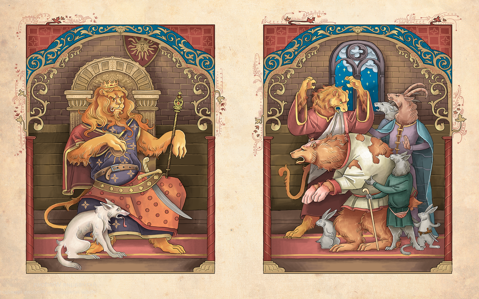 Книжная  иллюстрации к книге "Рейнеке Лис" — Изображение №1 — Иллюстрация, Графика на Dprofile