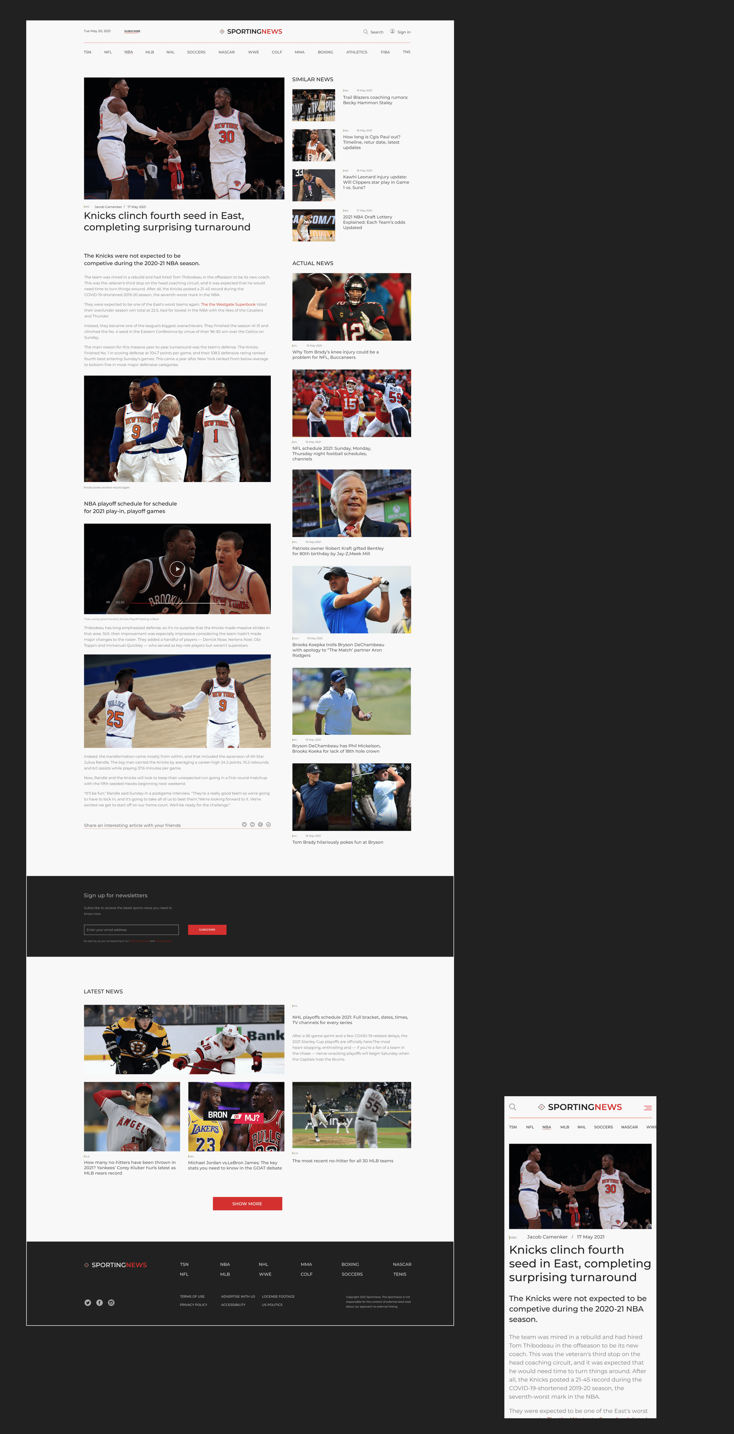 Sporting News - Redesign concept — Изображение №5 — Интерфейсы на Dprofile