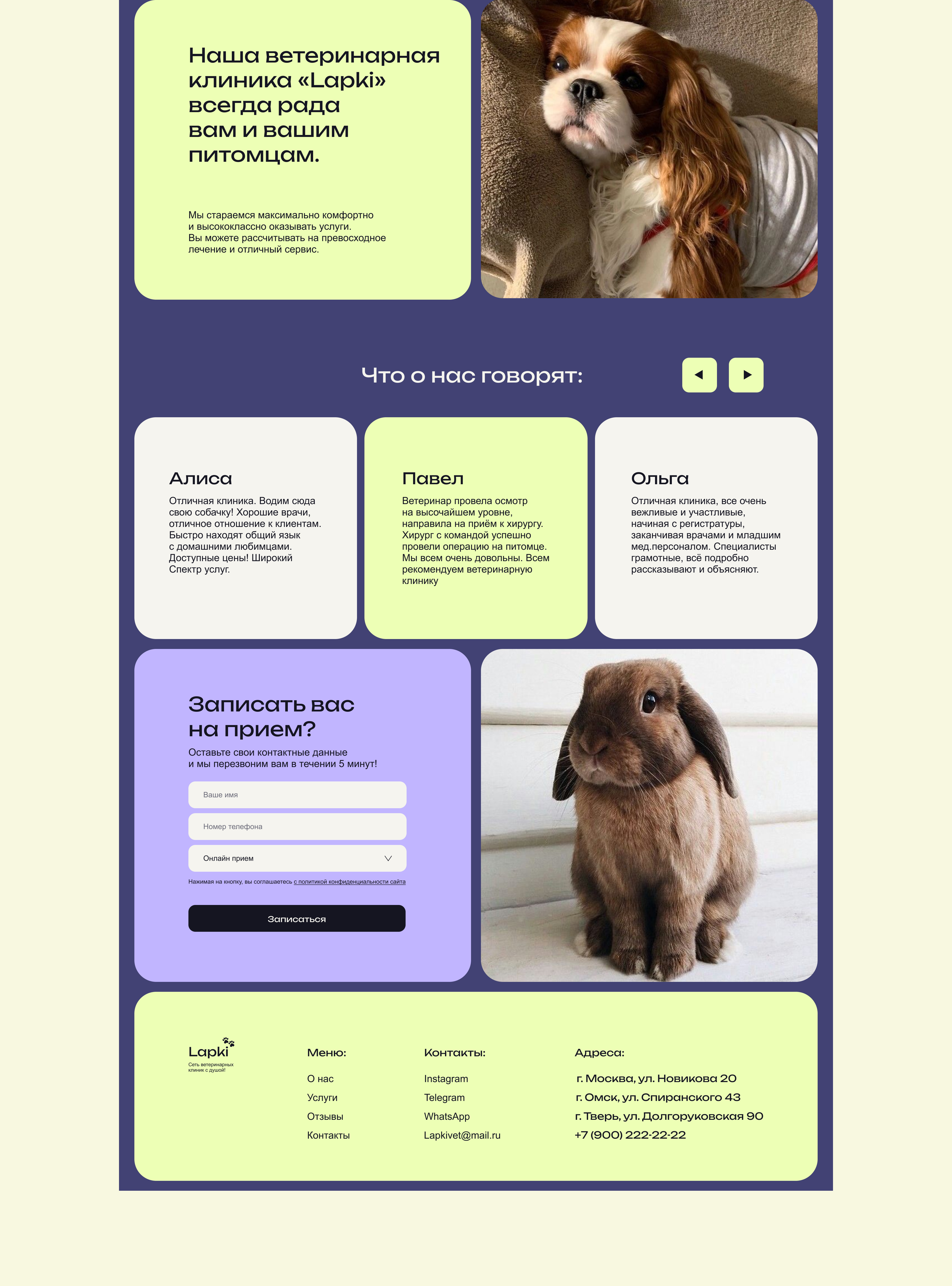 Lapki сеть ветеринарных клиник website — Изображение №4 — Интерфейсы, Графика на Dprofile