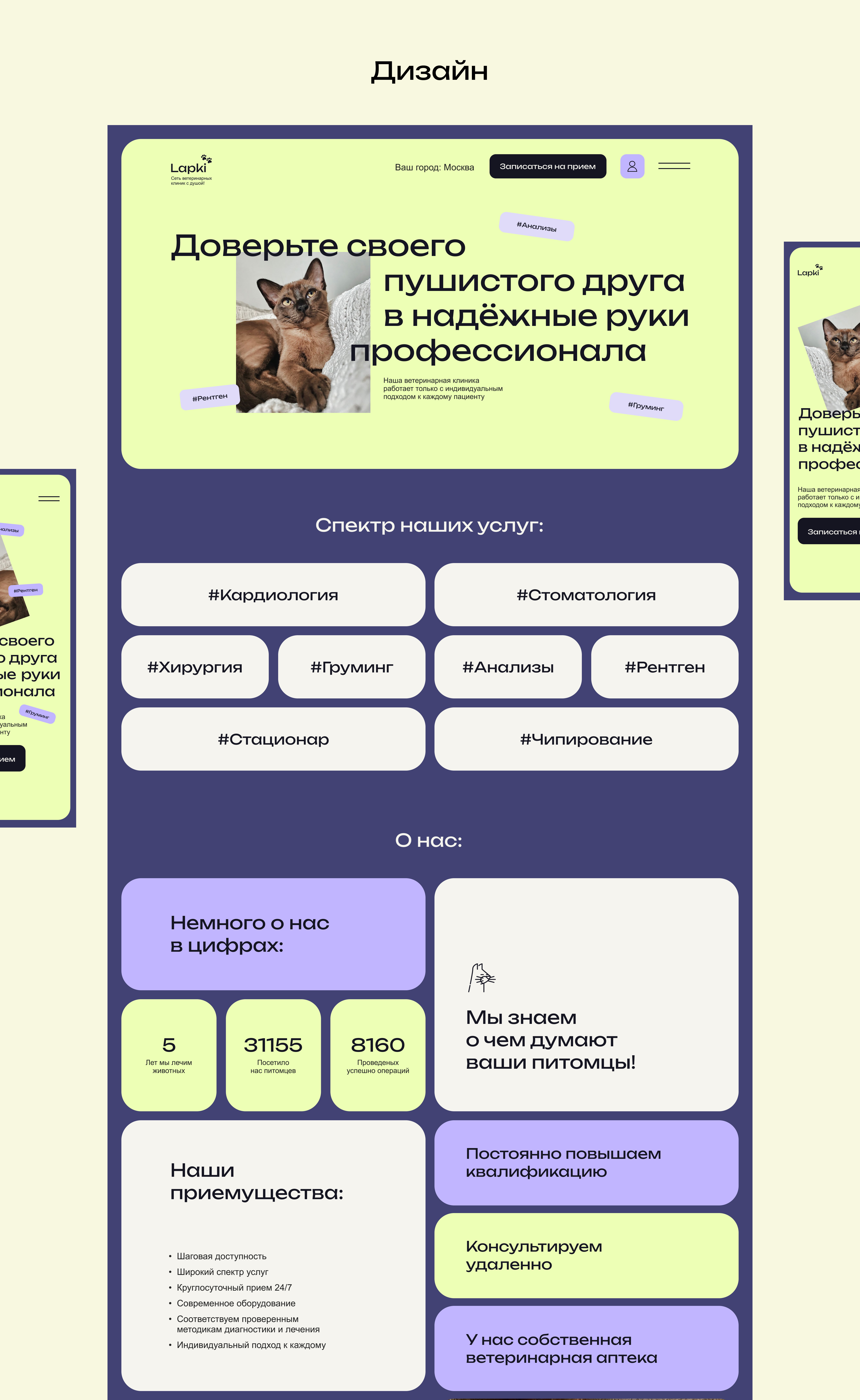 Lapki сеть ветеринарных клиник website — Изображение №3 — Интерфейсы, Графика на Dprofile