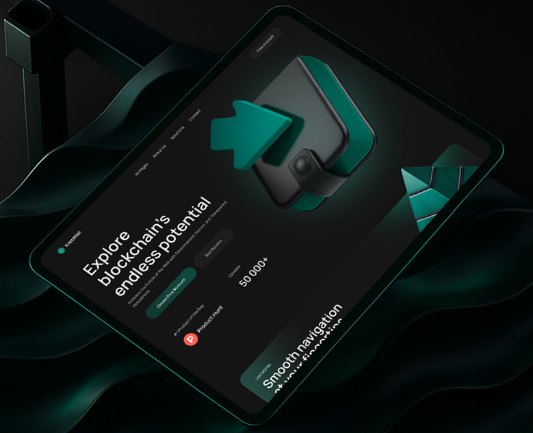 Crypto Wallet Landing Page — Интерфейсы на Dprofile