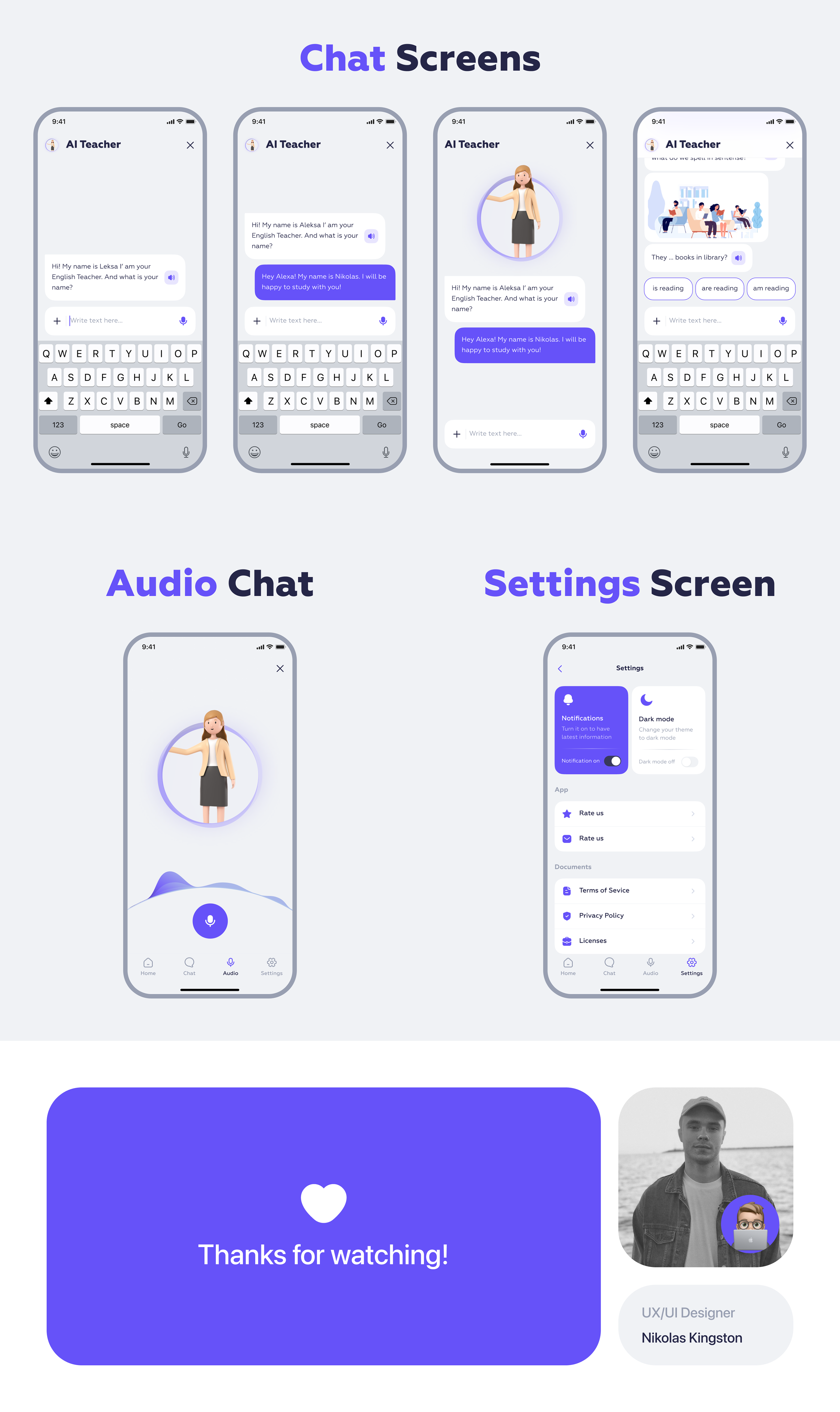 AI English Teacher App — Изображение №3 — Интерфейсы на Dprofile