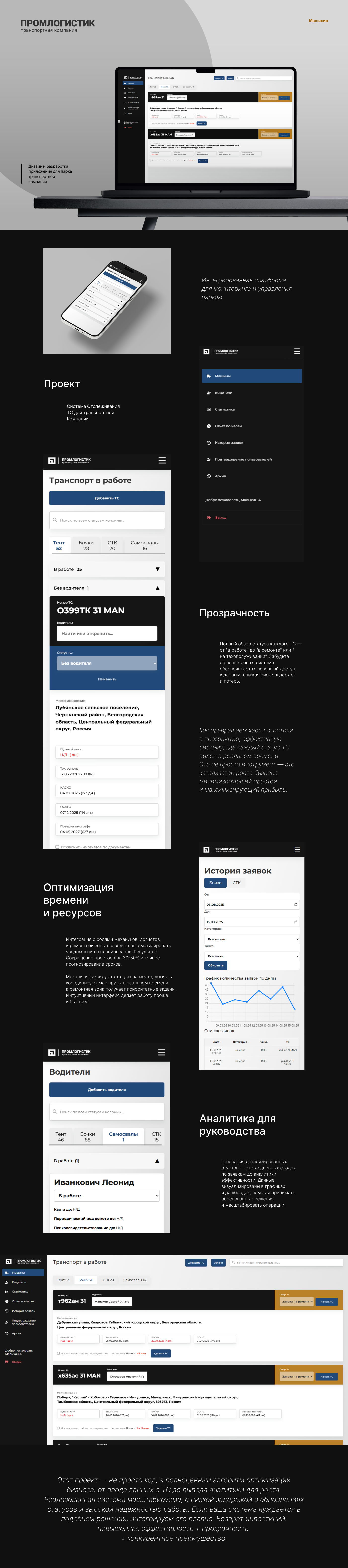 Веб приложение для транспортной компании | ПРОМЛОГИСТИК — Изображение №1 — Интерфейсы на Dprofile