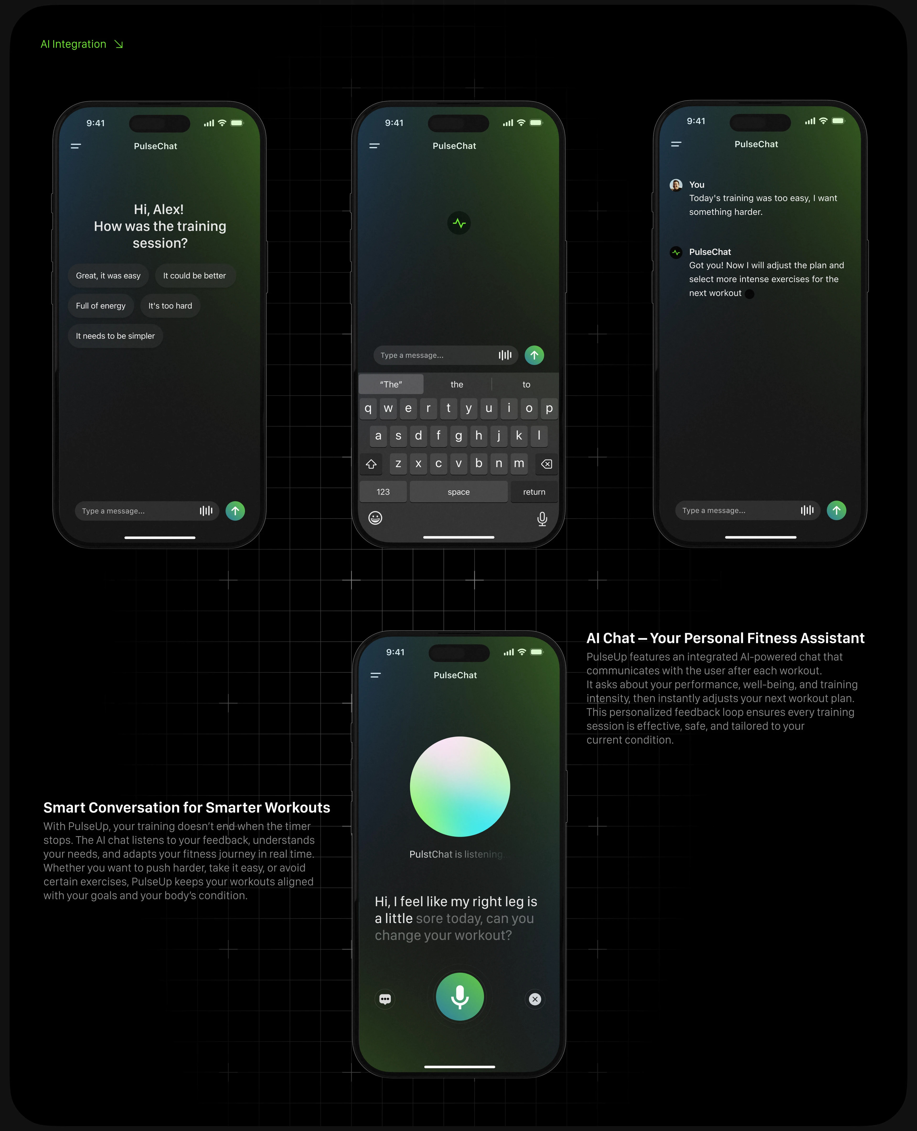 PulseUp – AI Fitness App | UI/UX Design — Изображение №15 — Интерфейсы, Анимация на Dprofile
