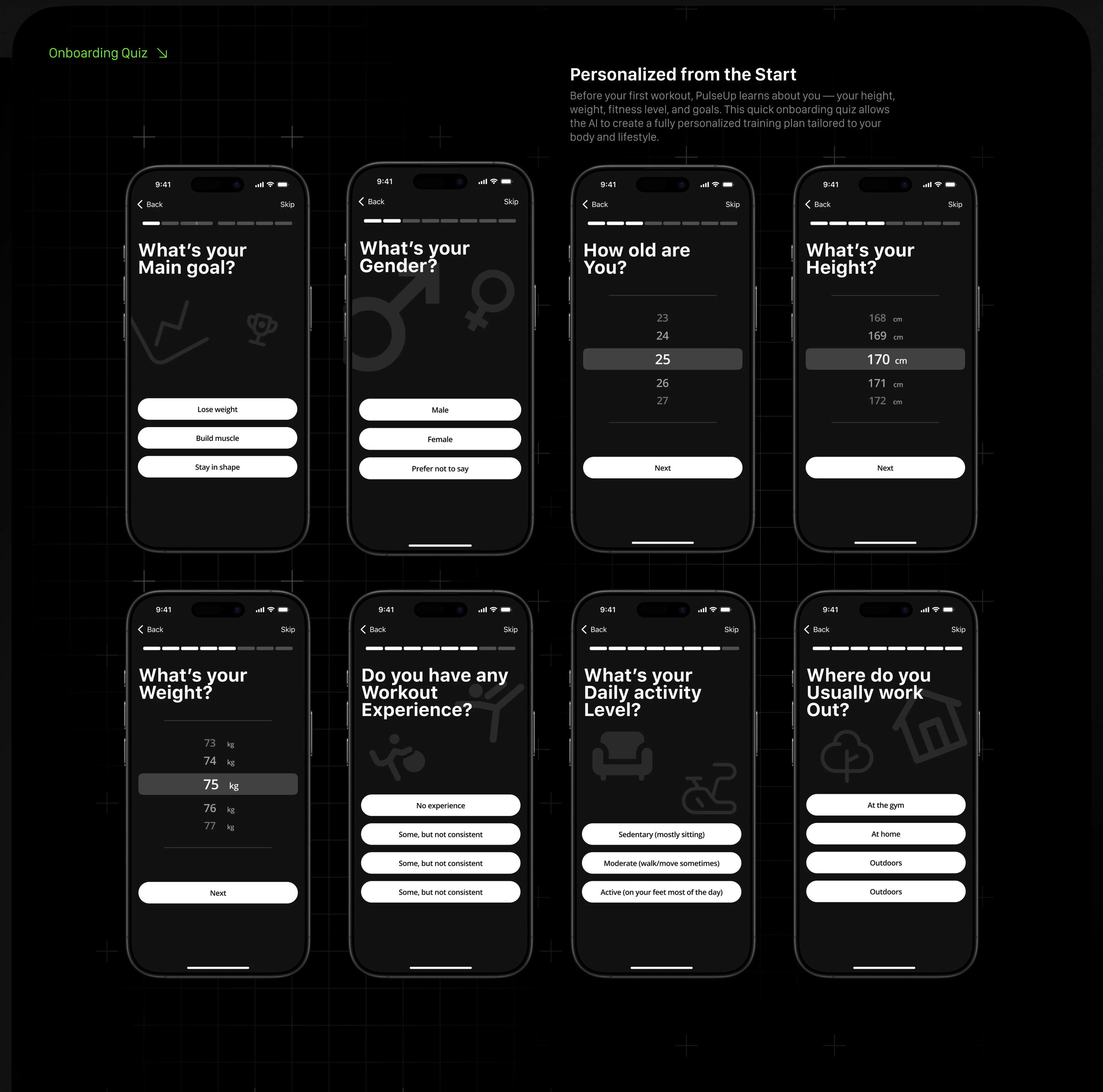 PulseUp – AI Fitness App | UI/UX Design — Изображение №21 — Интерфейсы, Анимация на Dprofile