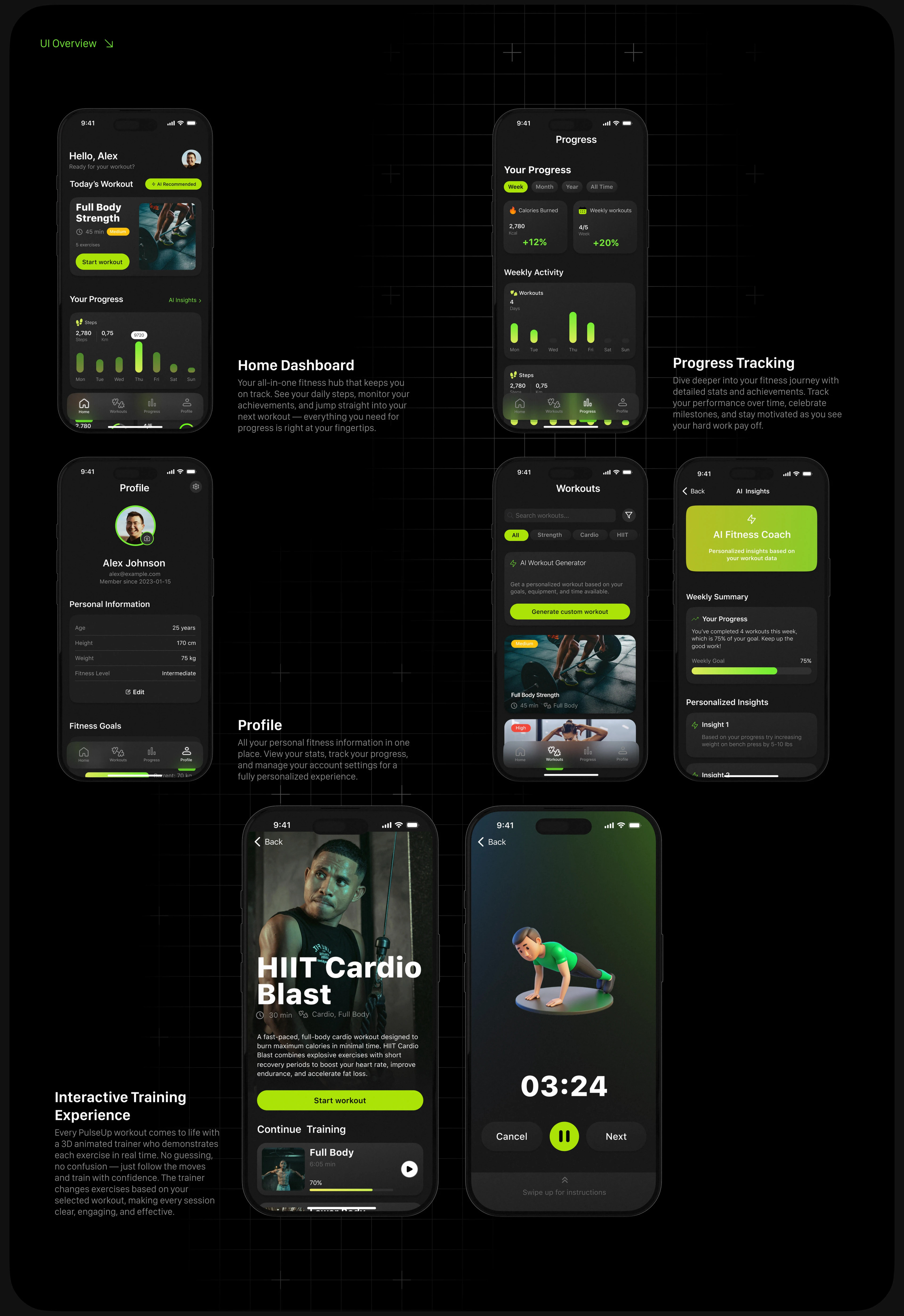 PulseUp – AI Fitness App | UI/UX Design — Изображение №19 — Интерфейсы, Анимация на Dprofile