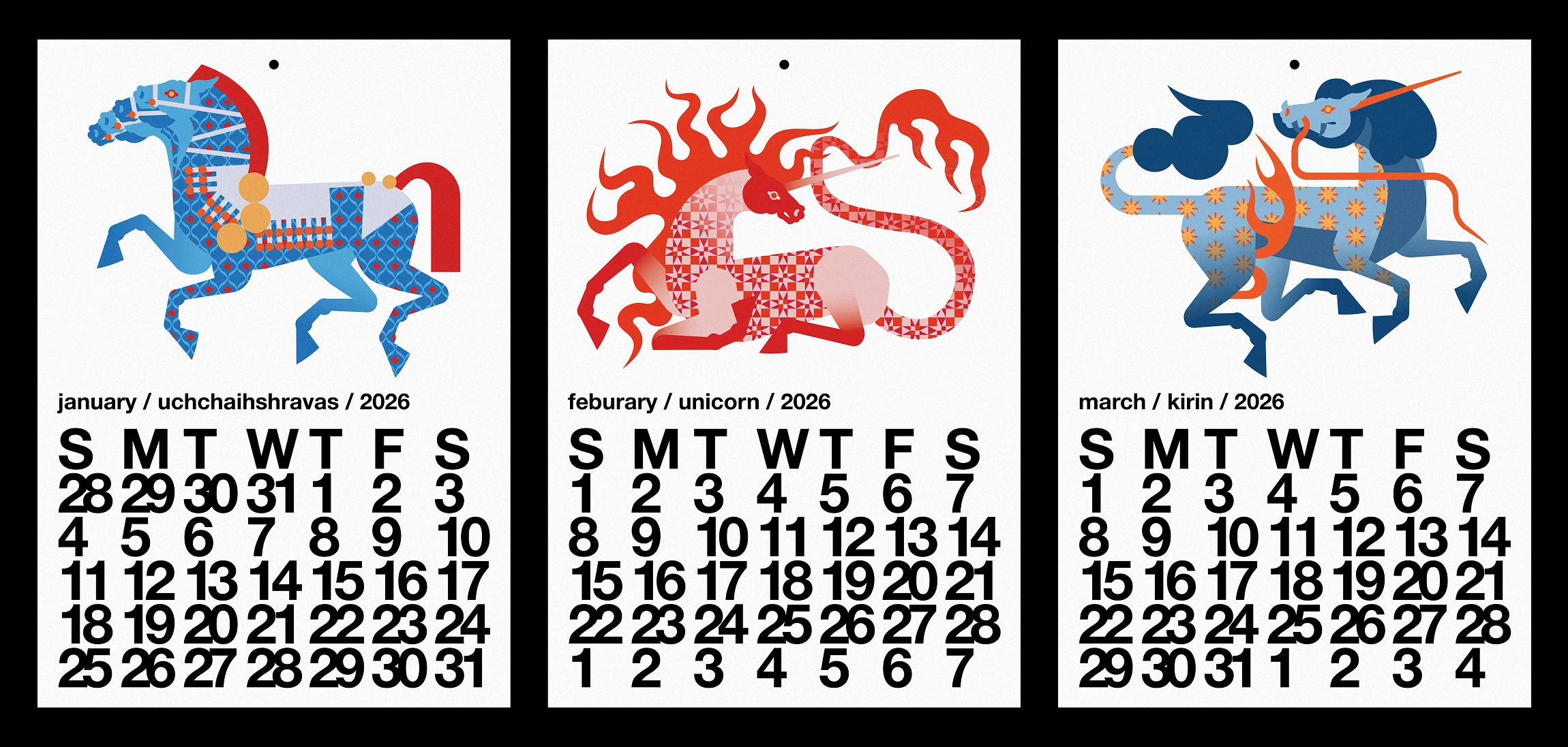 Календарь Год Огненной Лошади 2026 — Изображение №5 — Брендинг, Иллюстрация на Dprofile