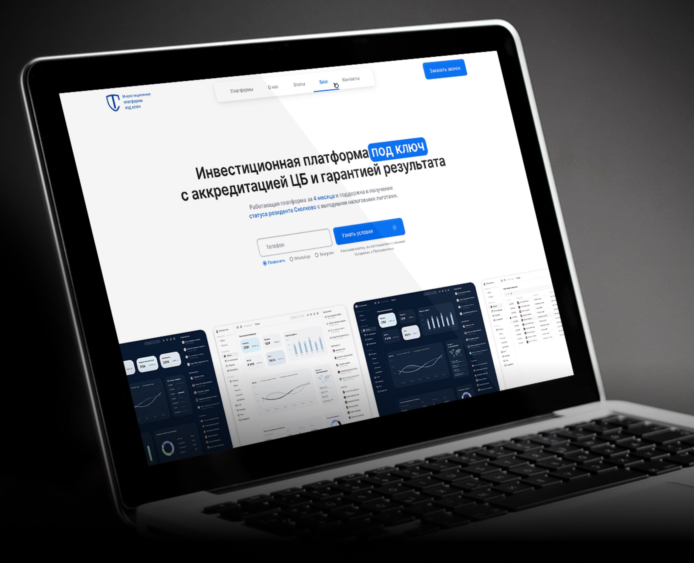 Инвестиционная платформа под ключ (Landing) — Интерфейсы на Dprofile