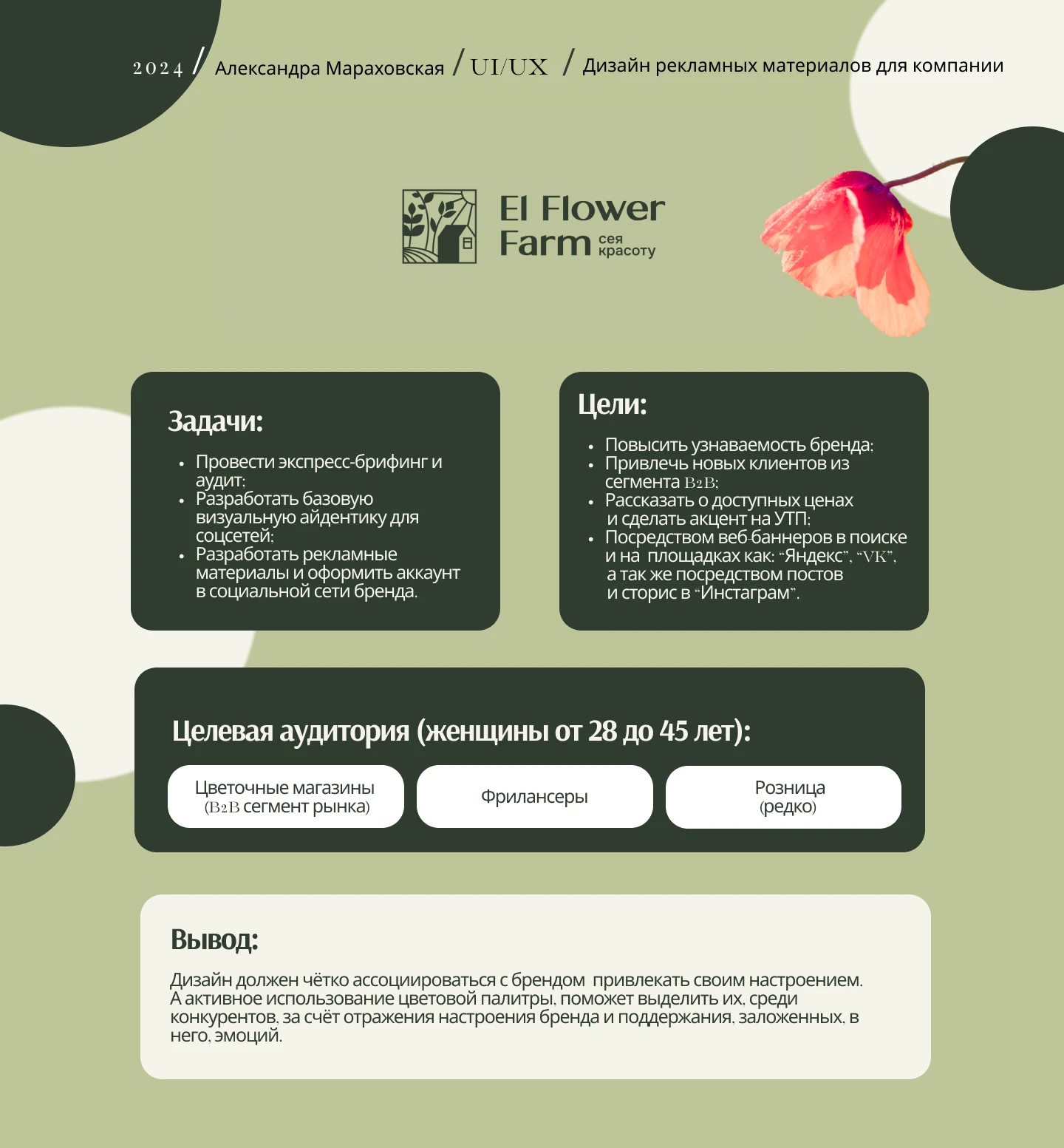 Дизайн рекламных материалов для компании "El Flower Farm" — Изображение №1 — Интерфейсы, Графика на Dprofile