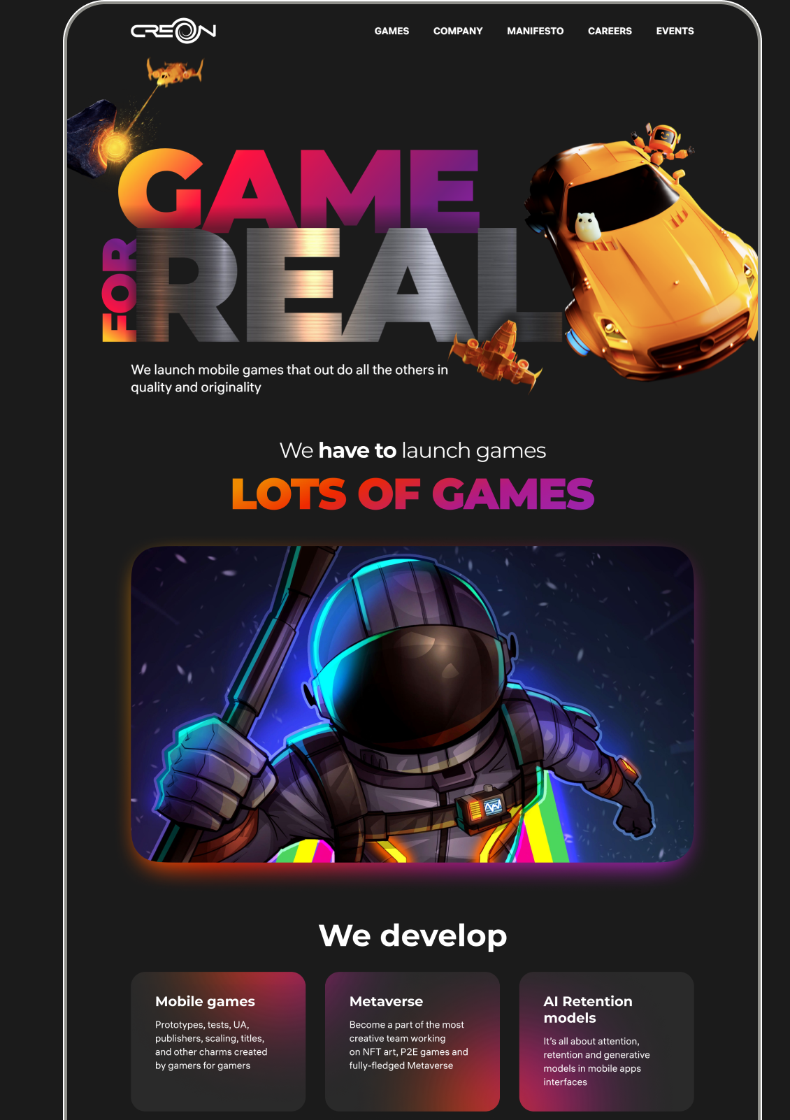 Creon.Games Website Redesign — Изображение №6 — Интерфейсы, Анимация на Dprofile