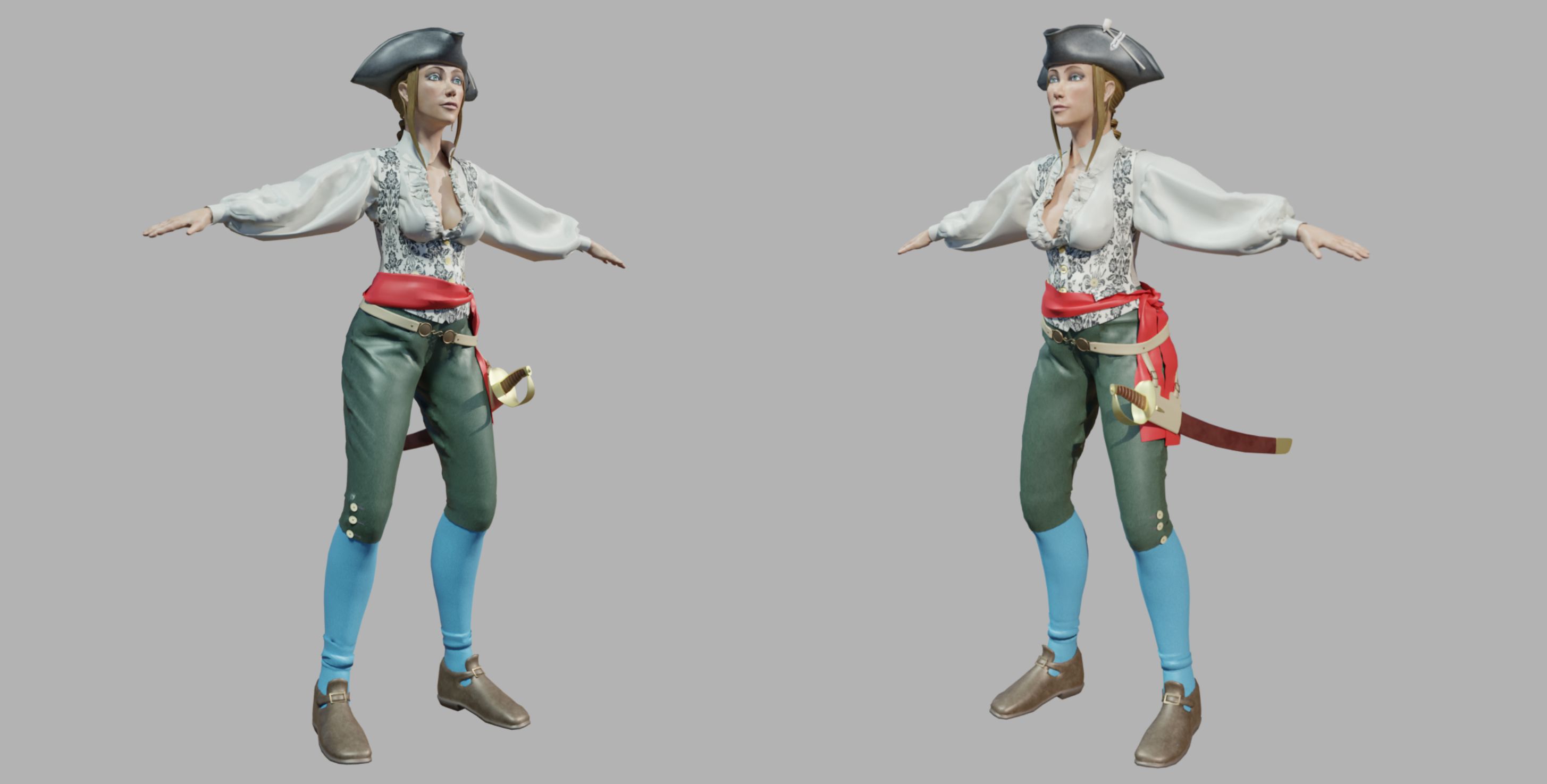 Персонаж "Пиратка" — Изображение №2 — Иллюстрация, 3D на Dprofile