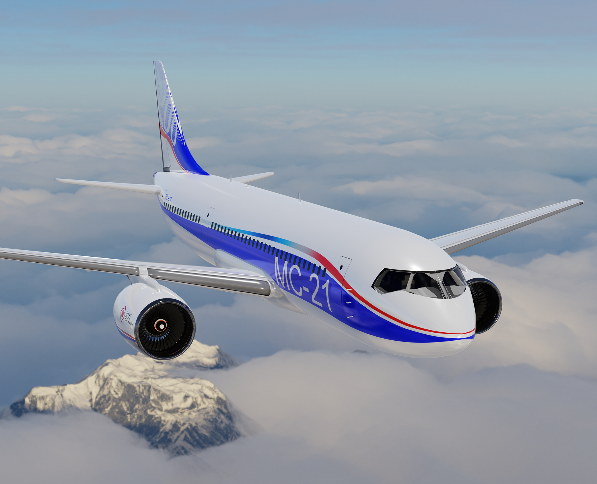 Модель самолета МС-21 — Иллюстрация, 3D на Dprofile