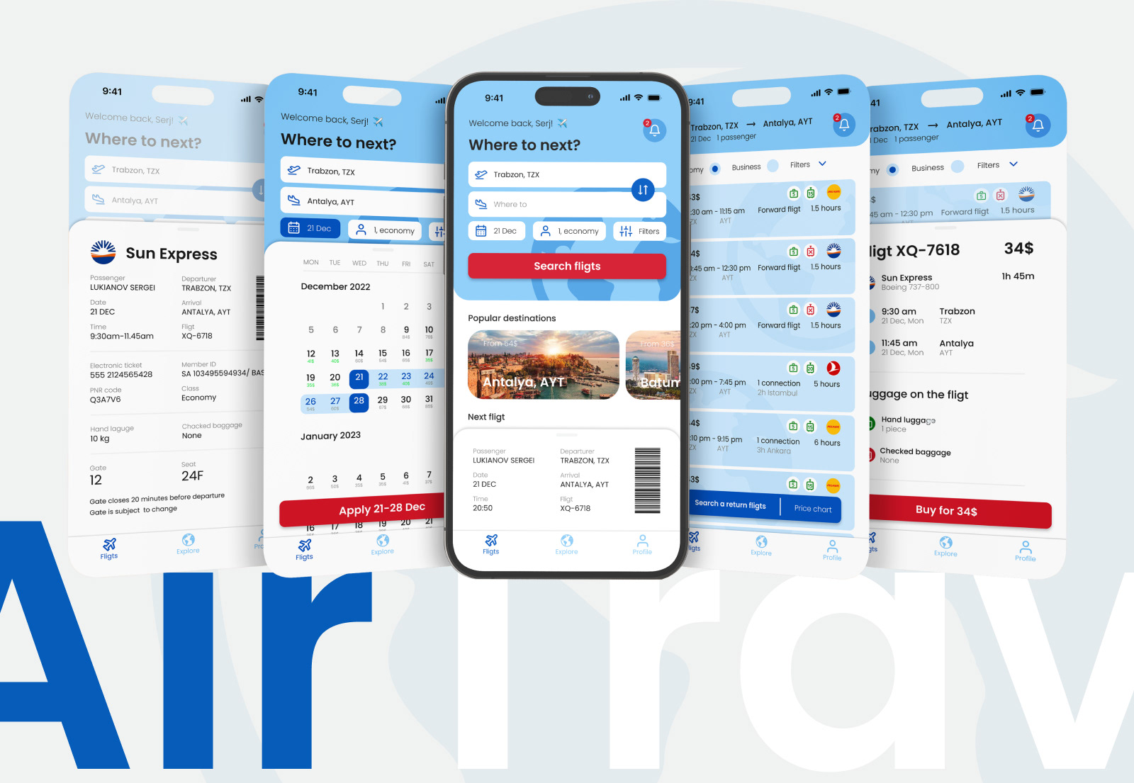 AirTravel app | Поиск и бронирование авиабилетов — Изображение №10 — Интерфейсы, Брендинг на Dprofile