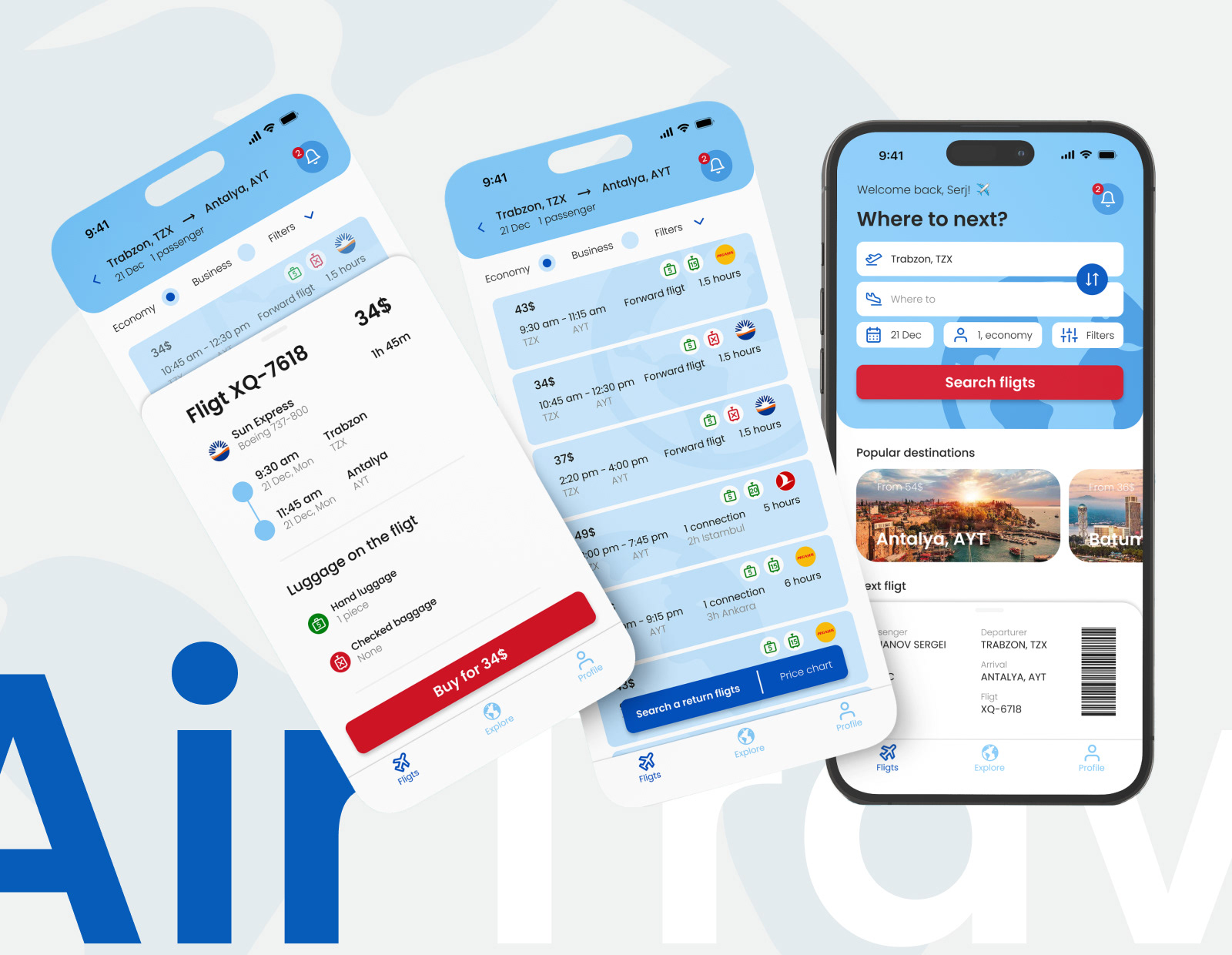 AirTravel app | Поиск и бронирование авиабилетов — Изображение №1 — Интерфейсы, Брендинг на Dprofile