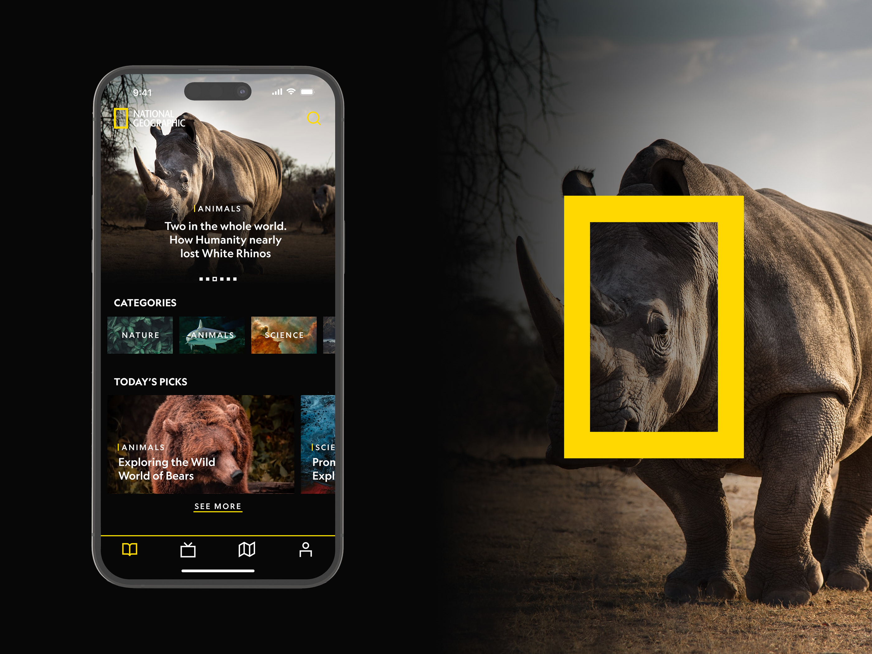 National Geographic - мобильное приложение — Изображение №1 — Интерфейсы, Брендинг на Dprofile