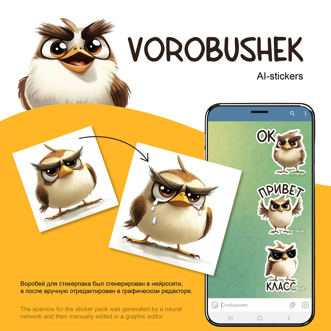 Стикерпак vorobushek — Изображение №1 — Иллюстрация на Dprofile