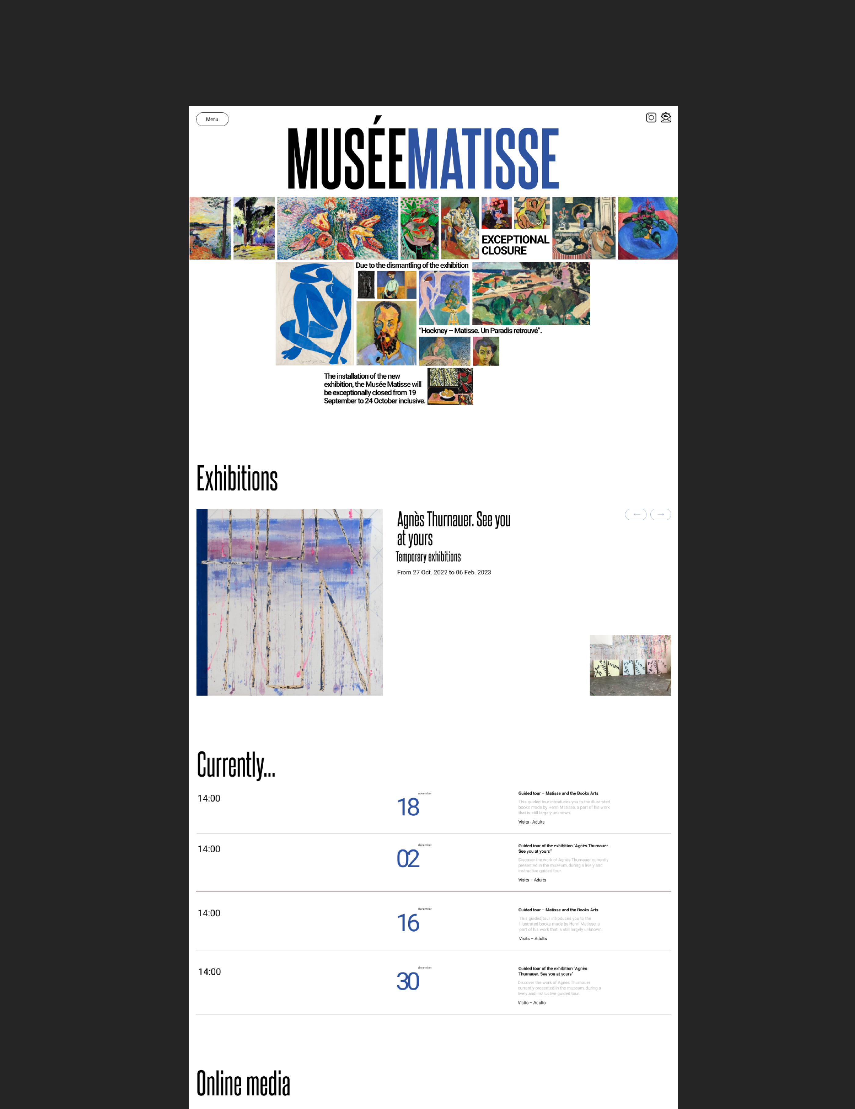 THE MATISSE MUSEUM — redesign concept — Изображение №2 — Интерфейсы, Брендинг, Анимация на Dprofile