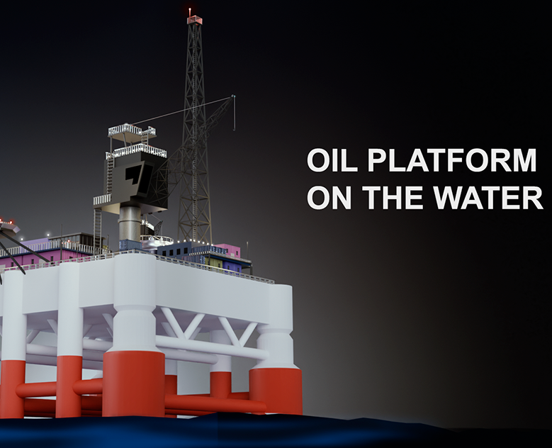 3D Model oil platform on the water — 3D на Dprofile