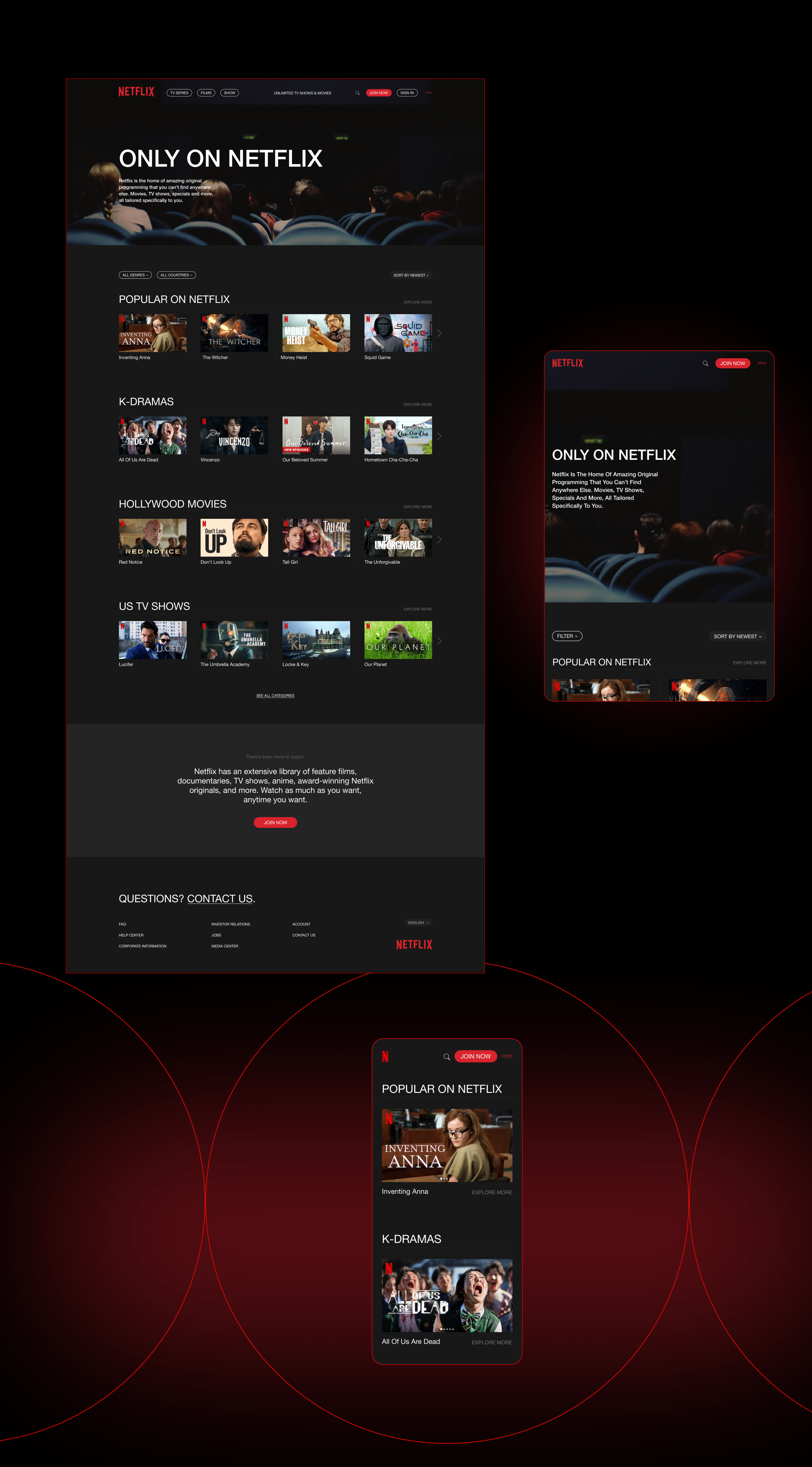 NETFLIX Redesign Concept Corporate Website — Изображение №3 — Брендинг, Анимация на Dprofile