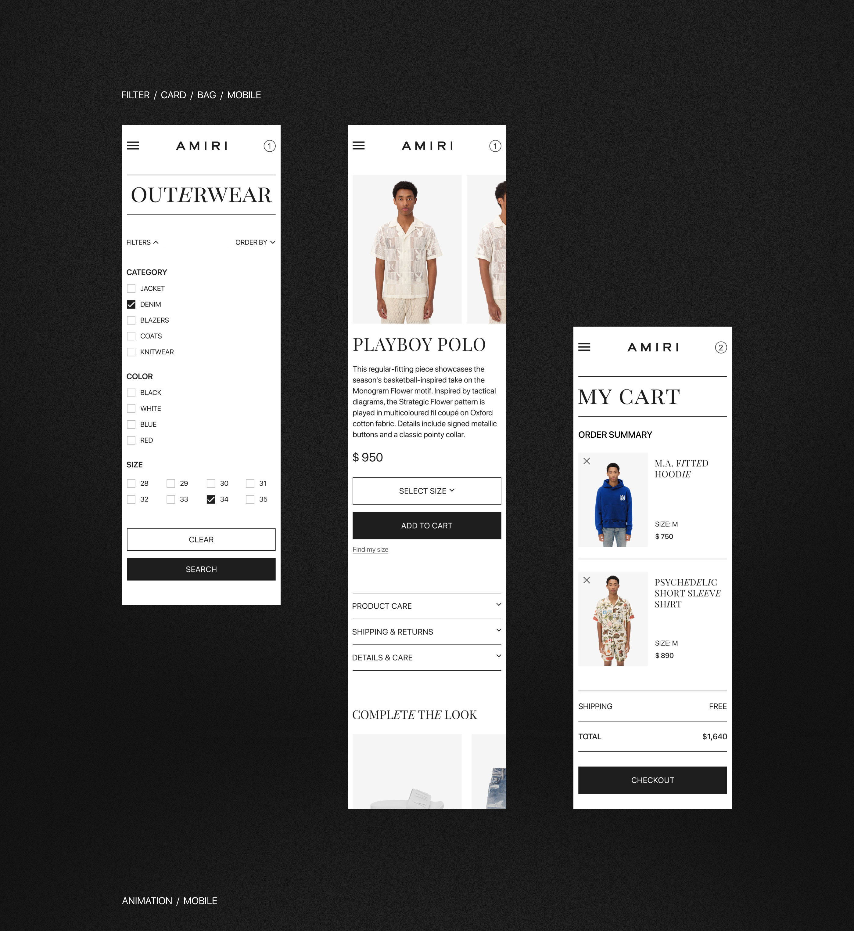 AMIRI - Online Store — Изображение №11 — Интерфейсы на Dprofile