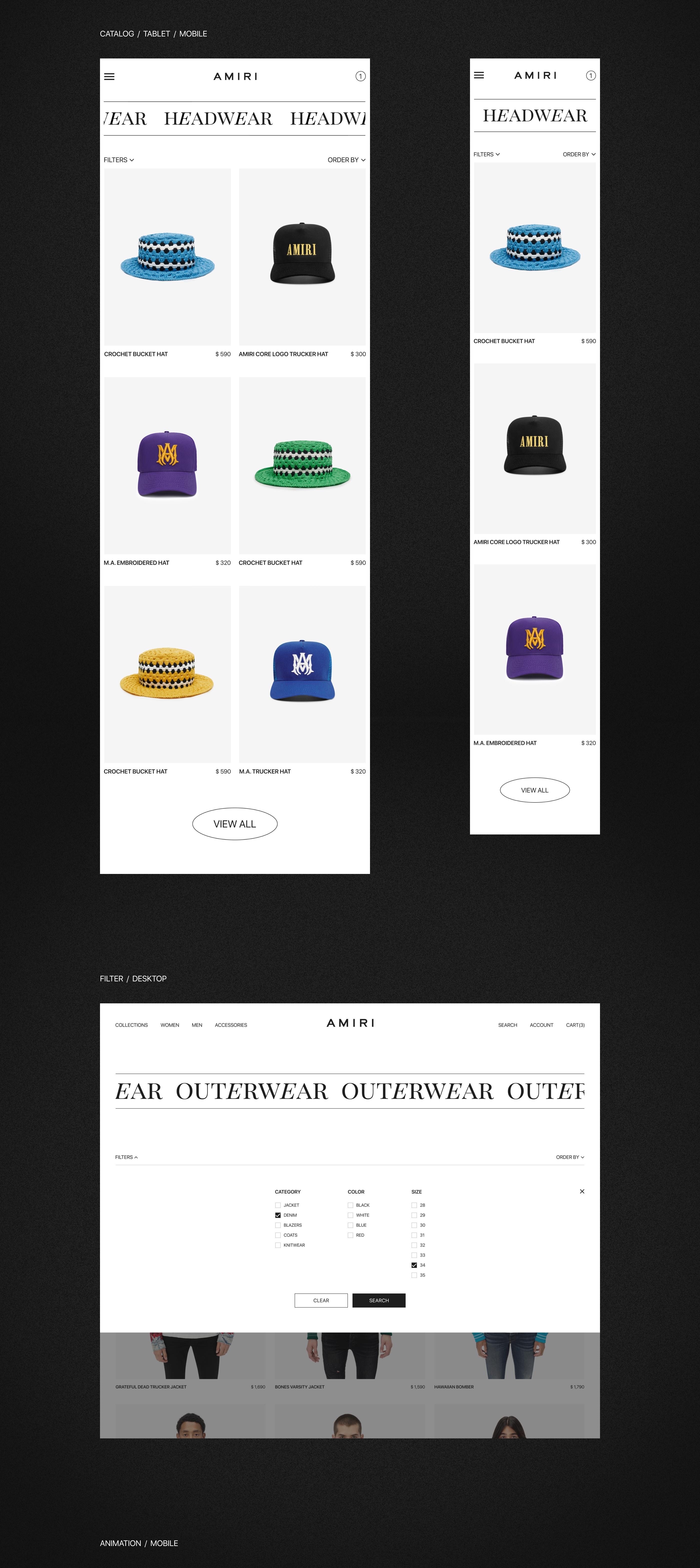 AMIRI - Online Store — Изображение №9 — Интерфейсы на Dprofile
