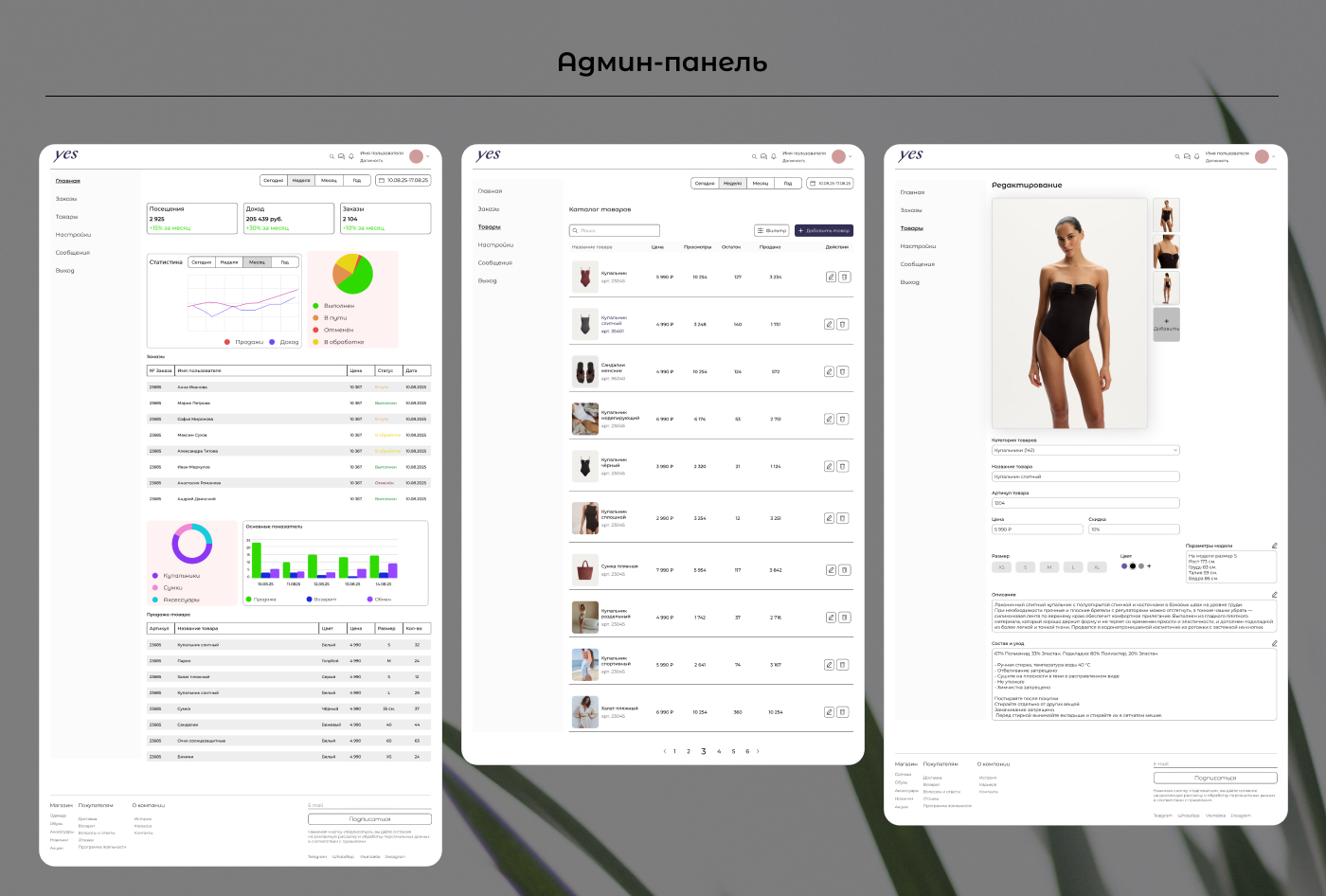 "YES" Магазин пляжной женской одежды — Изображение №16 — Интерфейсы, Брендинг на Dprofile