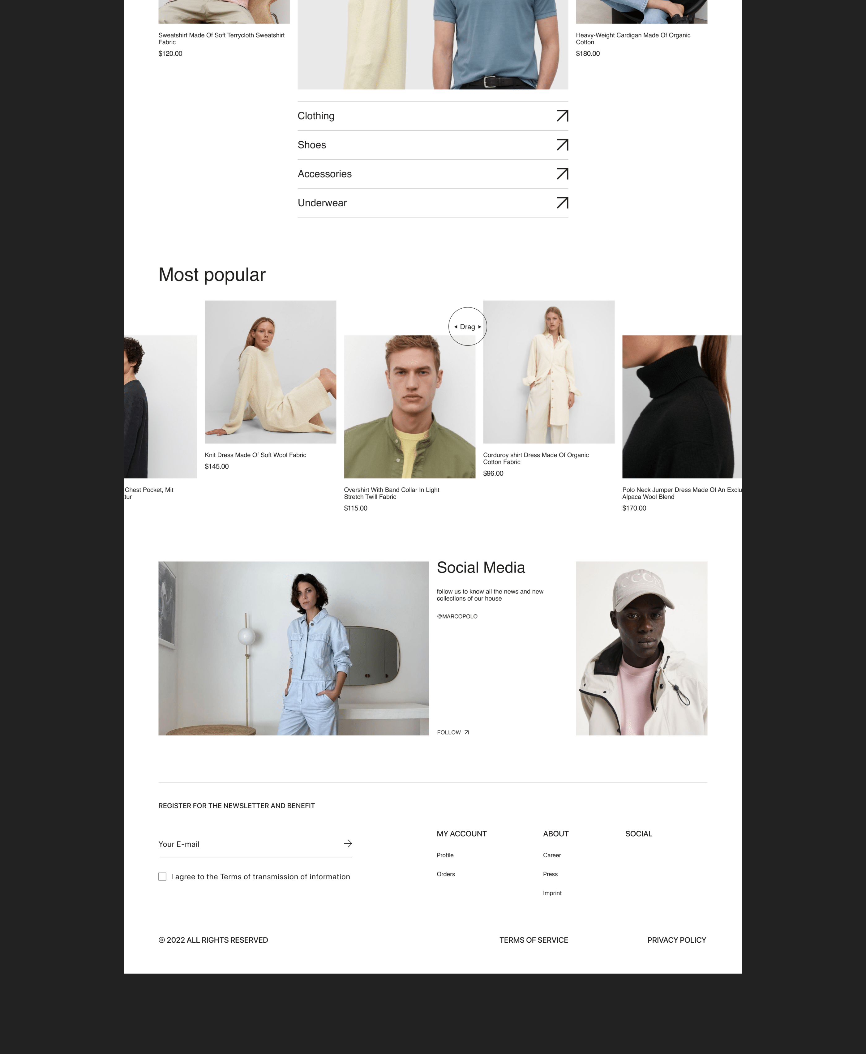 Marc O’Polo E-commerce redesign — Изображение №4 — Интерфейсы, Брендинг на Dprofile