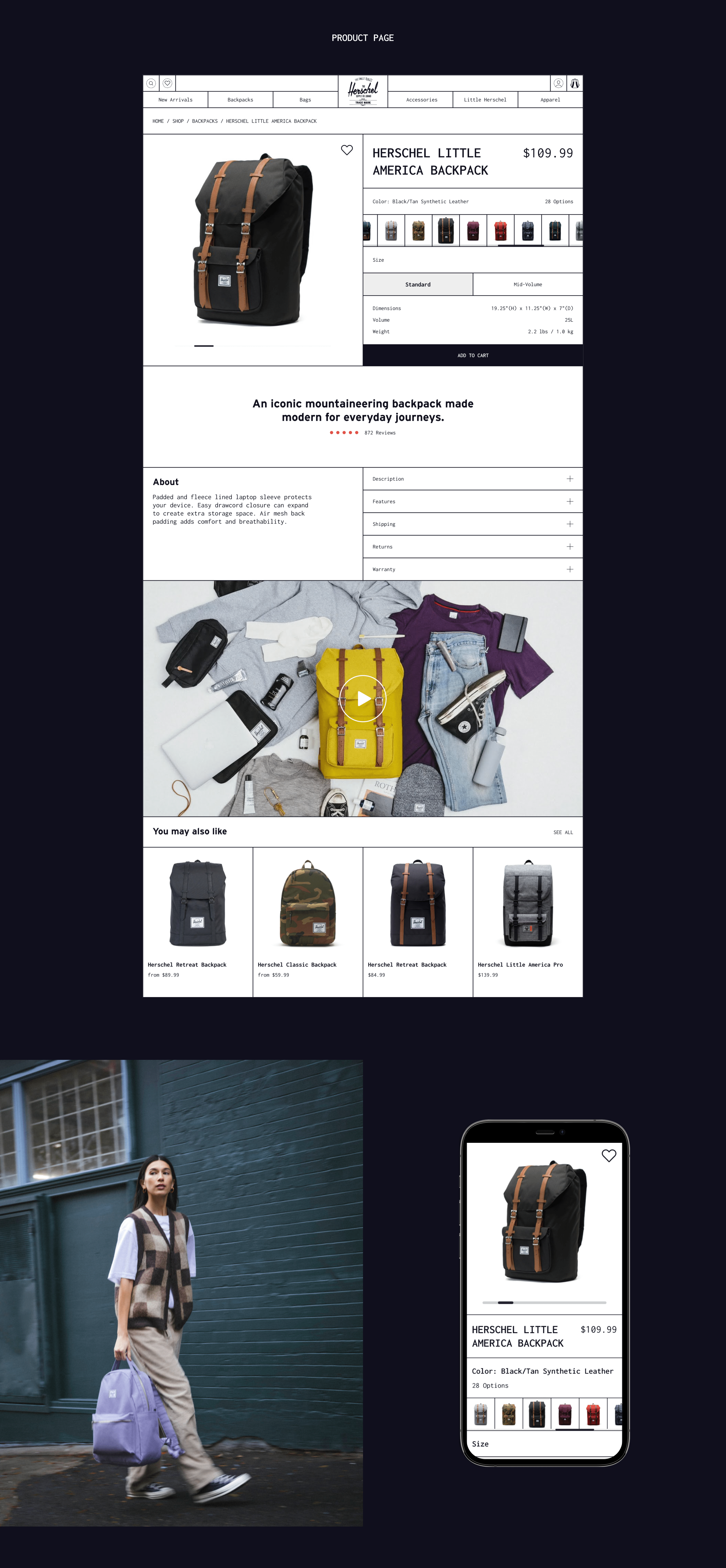 HERSCHEL | E-commerce Redesign — Изображение №4 — Интерфейсы, Брендинг на Dprofile