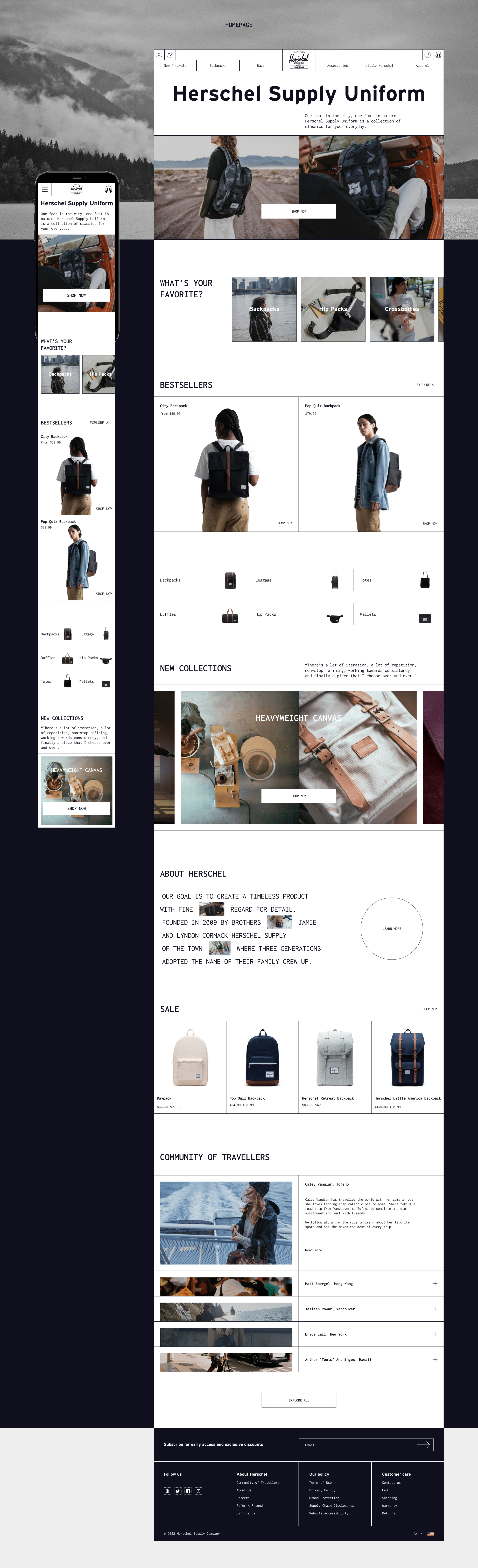 HERSCHEL | E-commerce Redesign — Изображение №2 — Интерфейсы, Брендинг на Dprofile