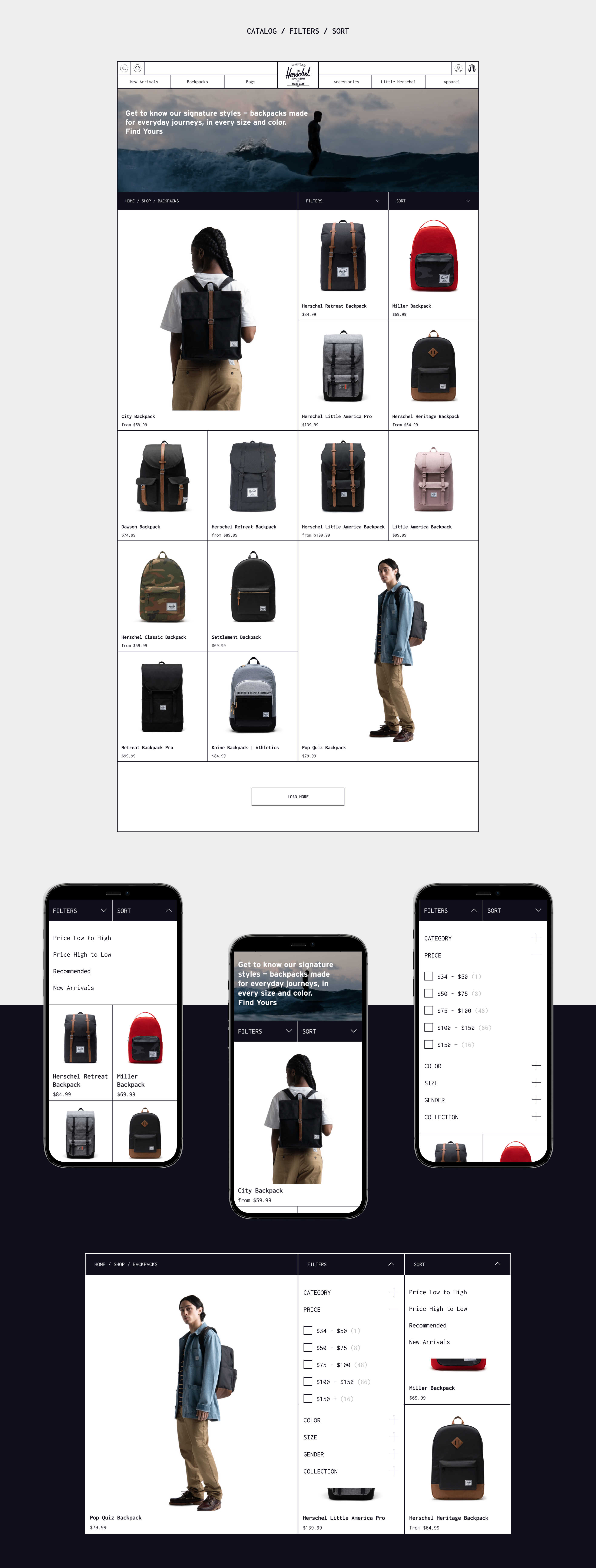 HERSCHEL | E-commerce Redesign — Изображение №3 — Интерфейсы, Брендинг на Dprofile