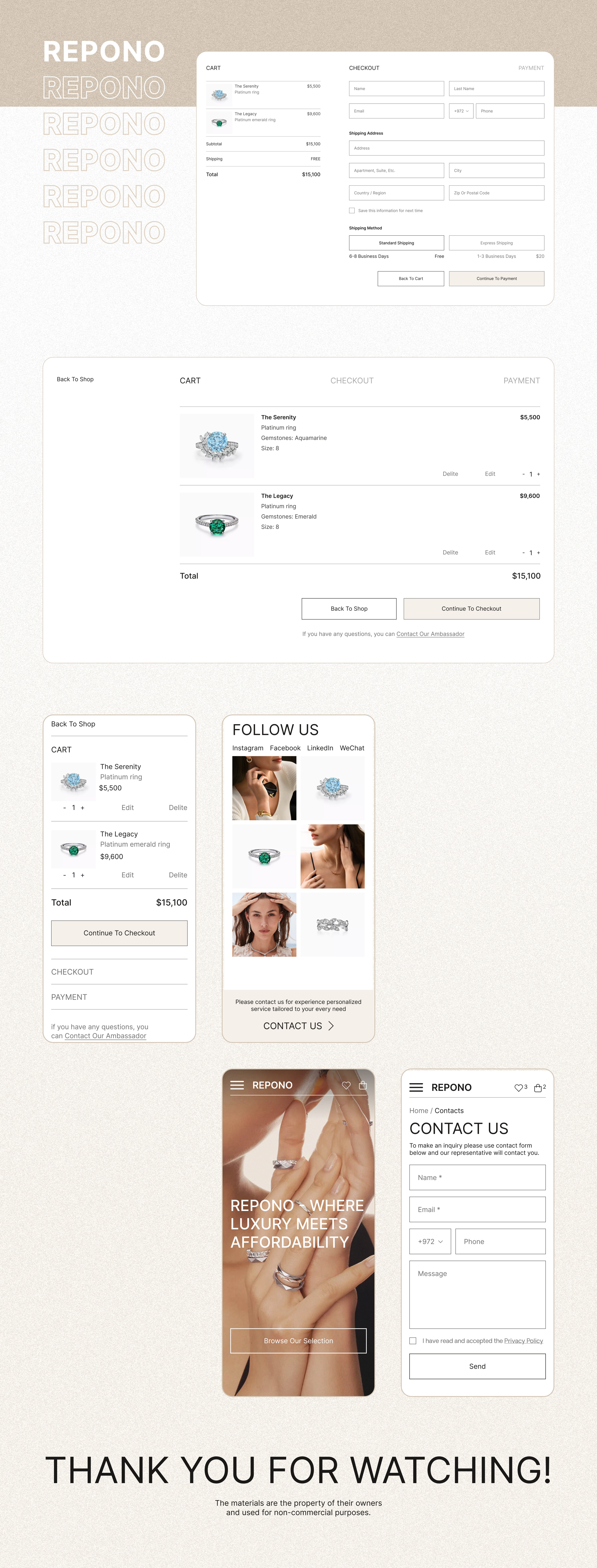 REPONO JEWELRY | E-commerce website design — Изображение №6 — Интерфейсы, Брендинг на Dprofile