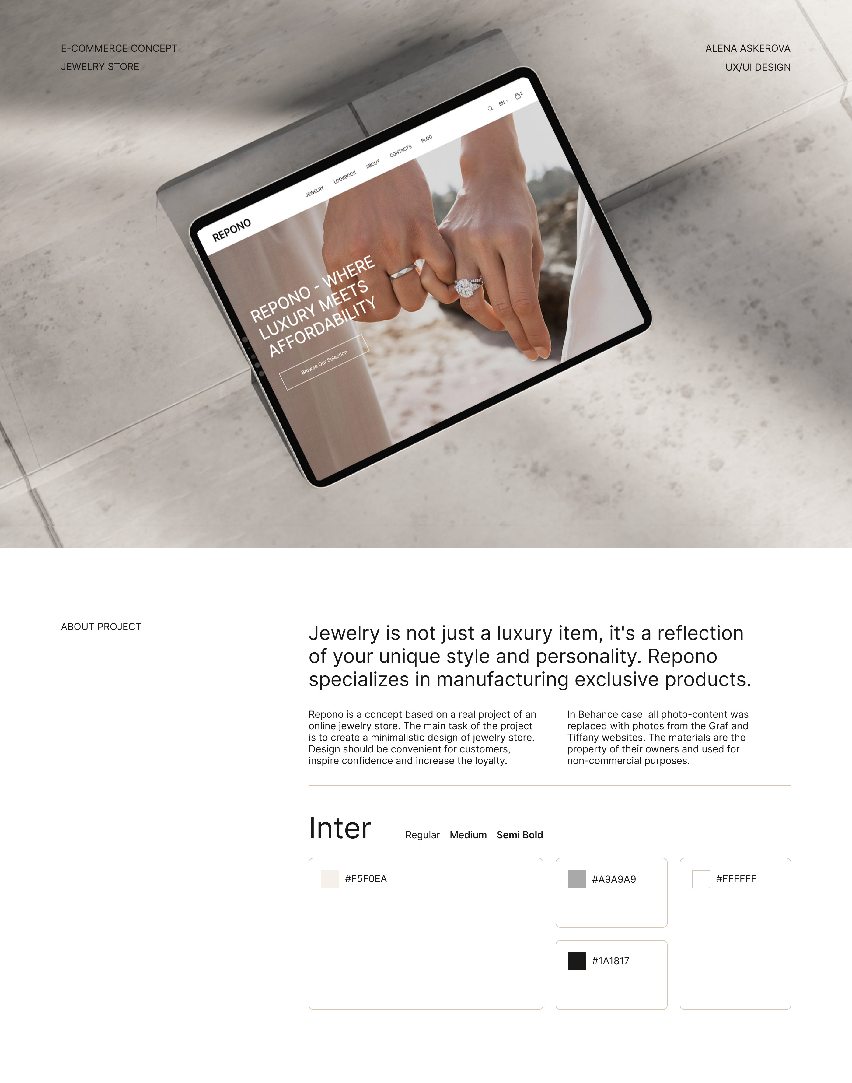 REPONO JEWELRY | E-commerce website design — Изображение №1 — Интерфейсы, Брендинг на Dprofile